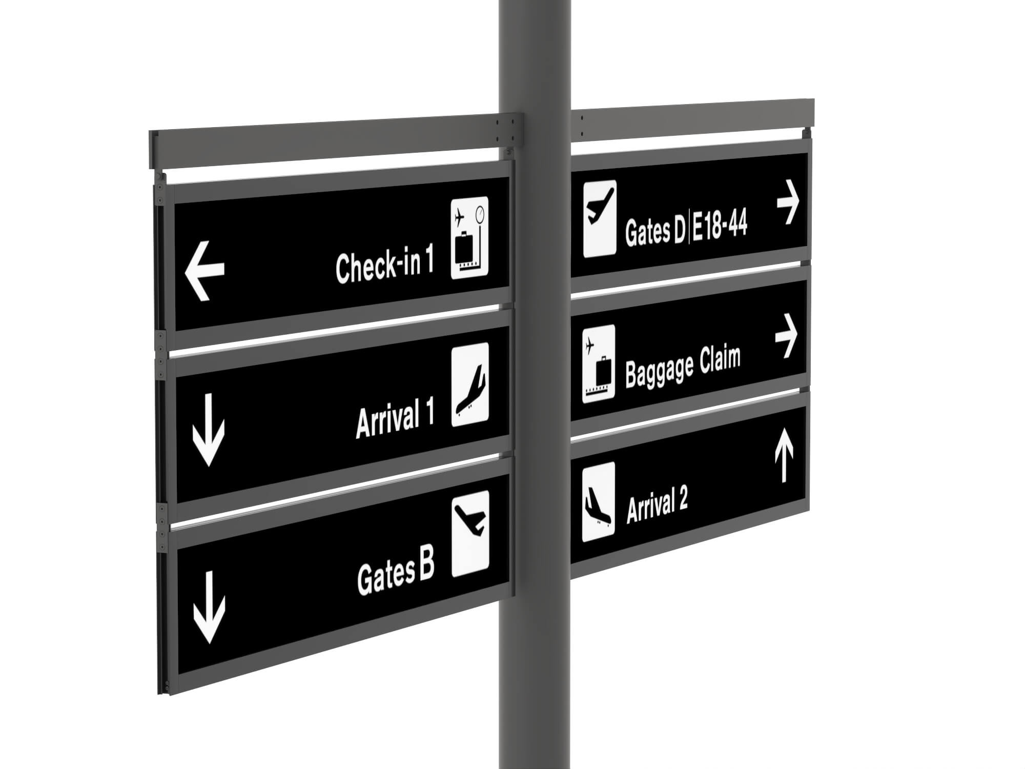 Airport Directional Signage 3D Model 3D Model