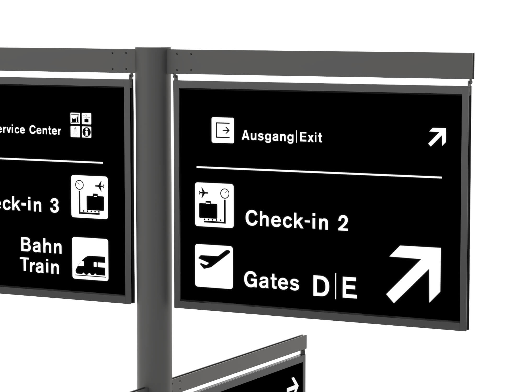 Airport Directional Signage 3D Model 3D Model