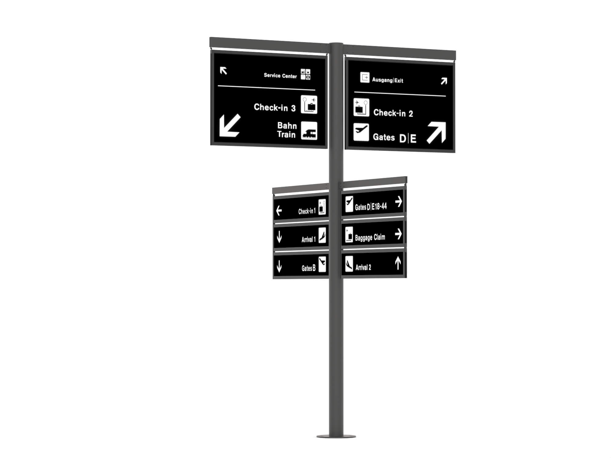Airport Directional Signage 3D Model 3D Model