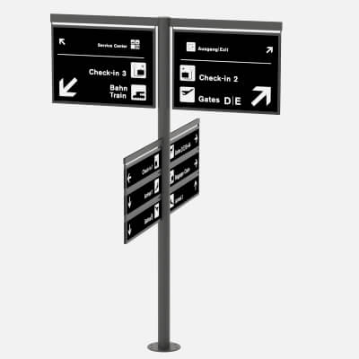 Airport Directional Signage 3D Model