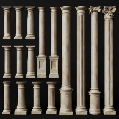 Ancient Marble Columns 3D Model Pack