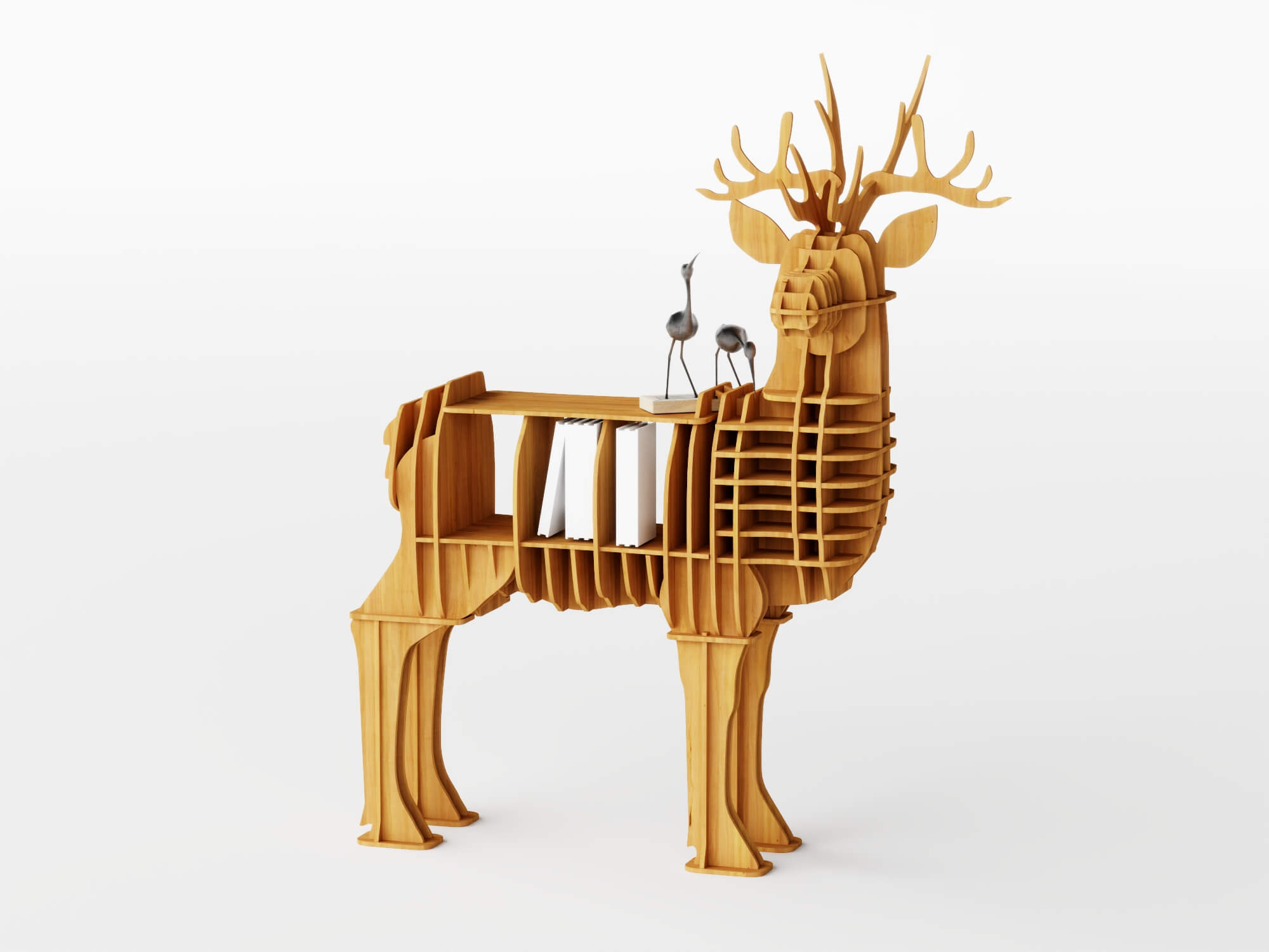 Animal Shaped Wooden Shelves 3D Model 3D Model
