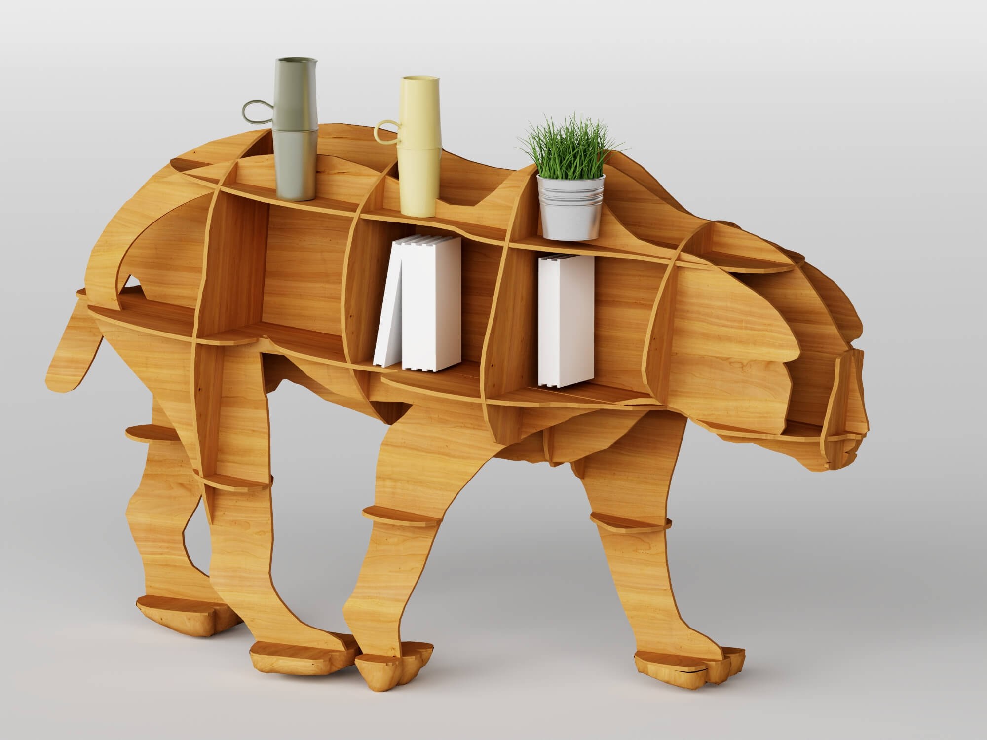 Animal Shaped Wooden Shelves 3D Model 3D Model
