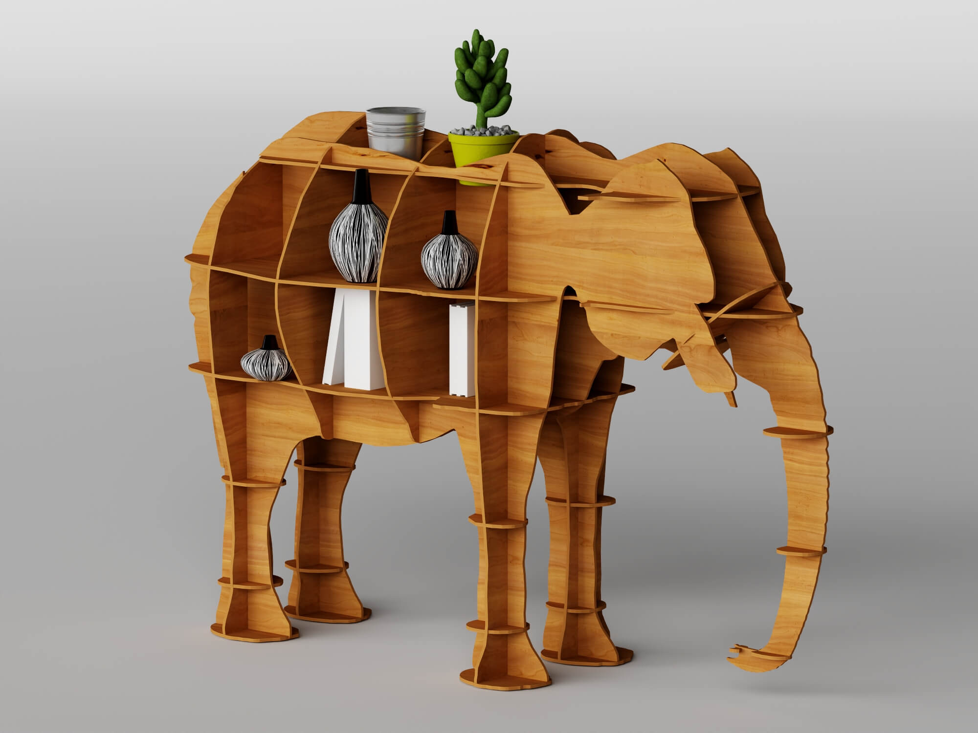 Animal Shaped Wooden Shelves 3D Model 3D Model