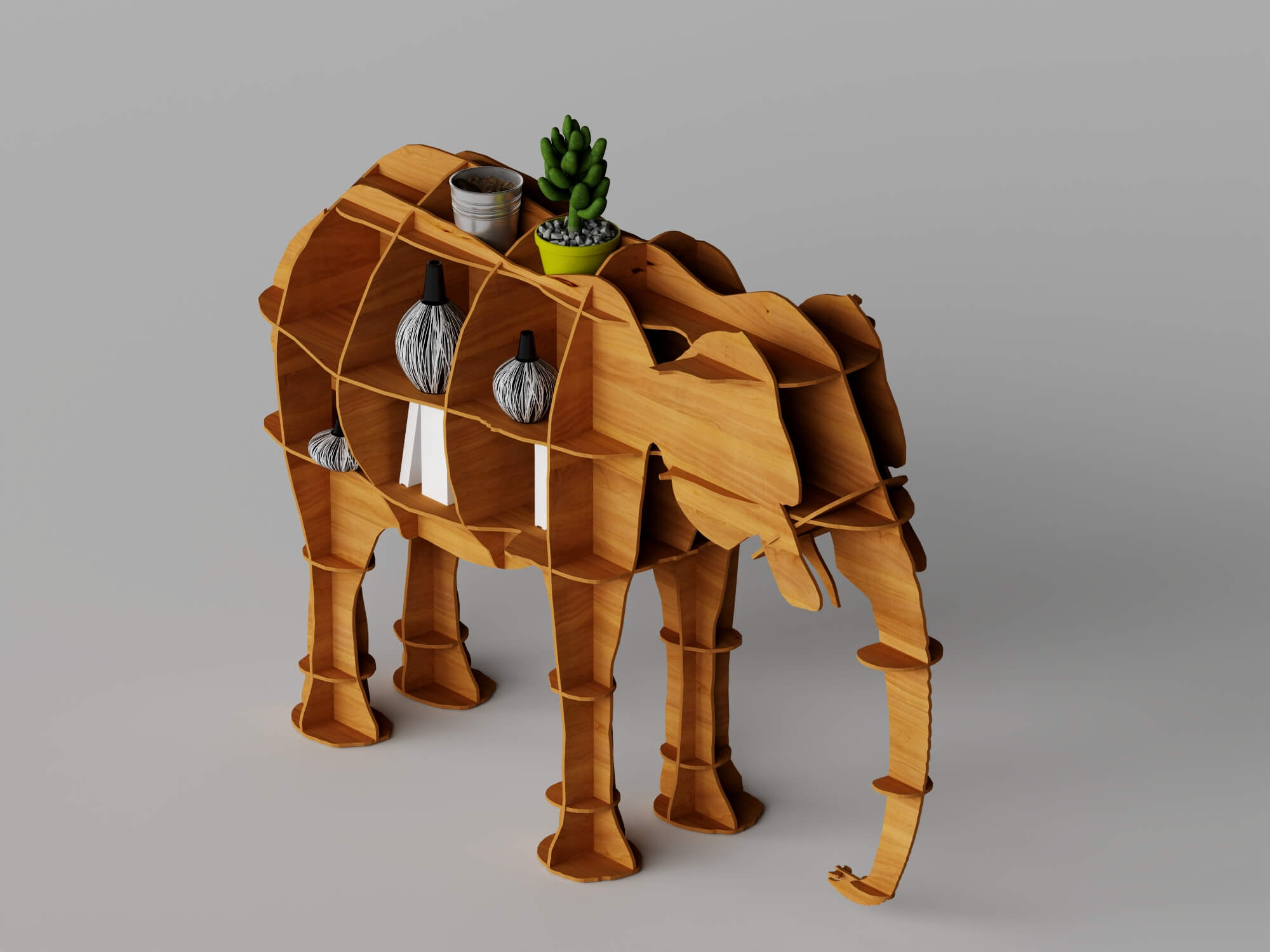 Animal Shaped Wooden Shelves 3D Model 3D Model