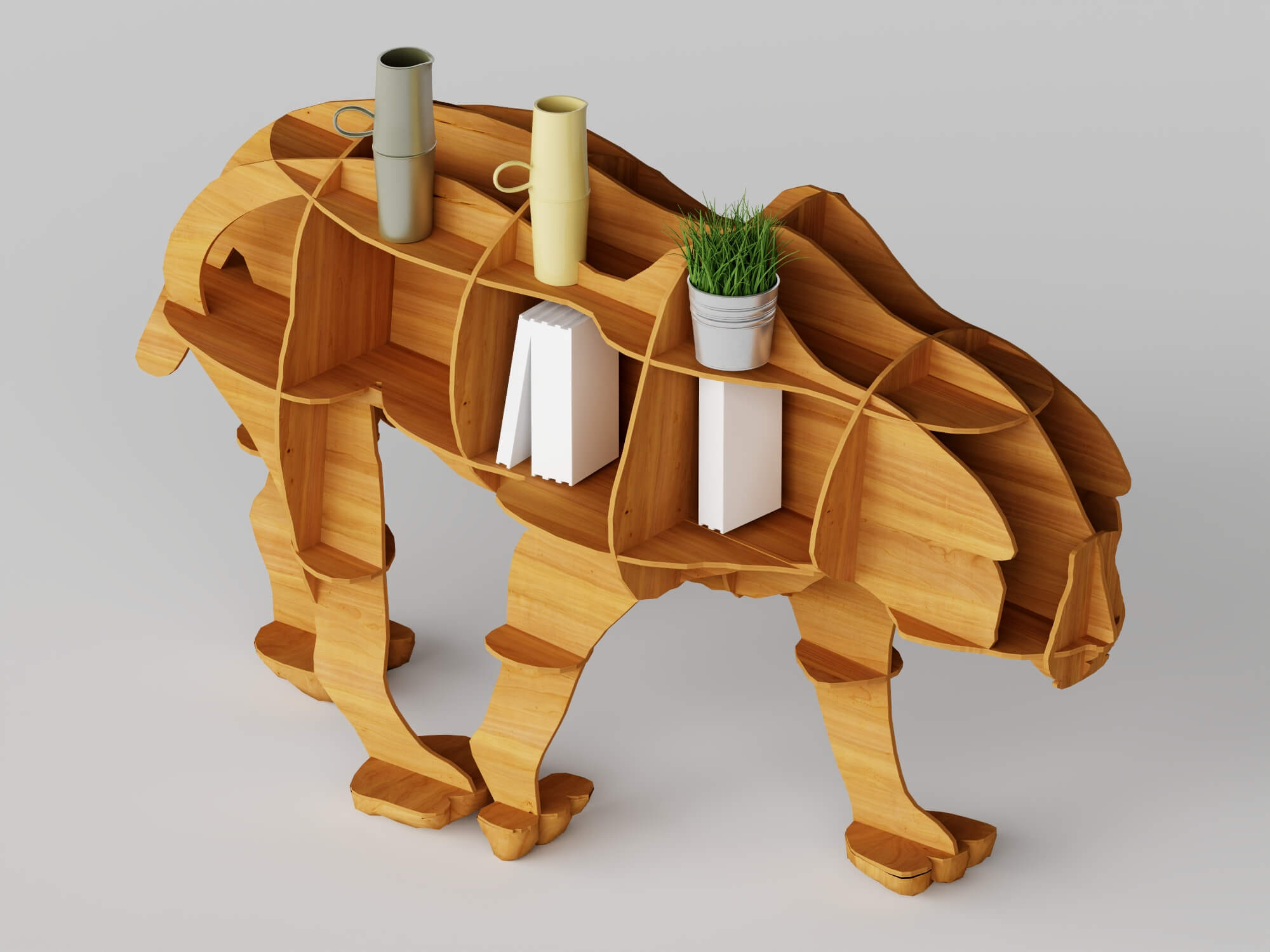 Animal Shaped Wooden Shelves 3D Model 3D Model