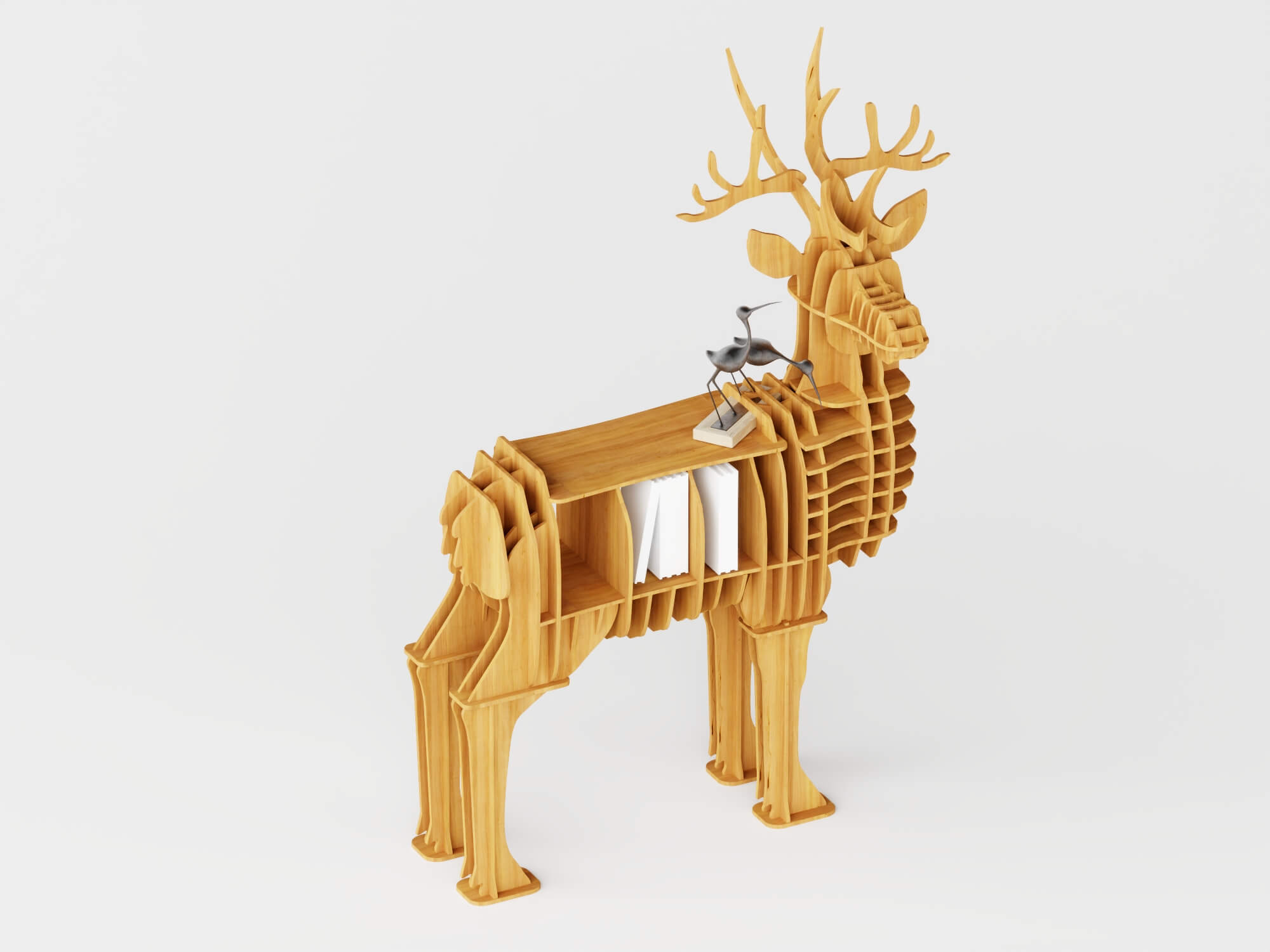 Animal Shaped Wooden Shelves 3D Model 3D Model
