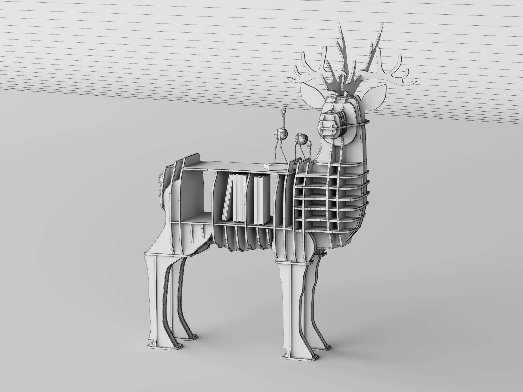 Animal Shaped Wooden Shelves 3D Model 3D Model