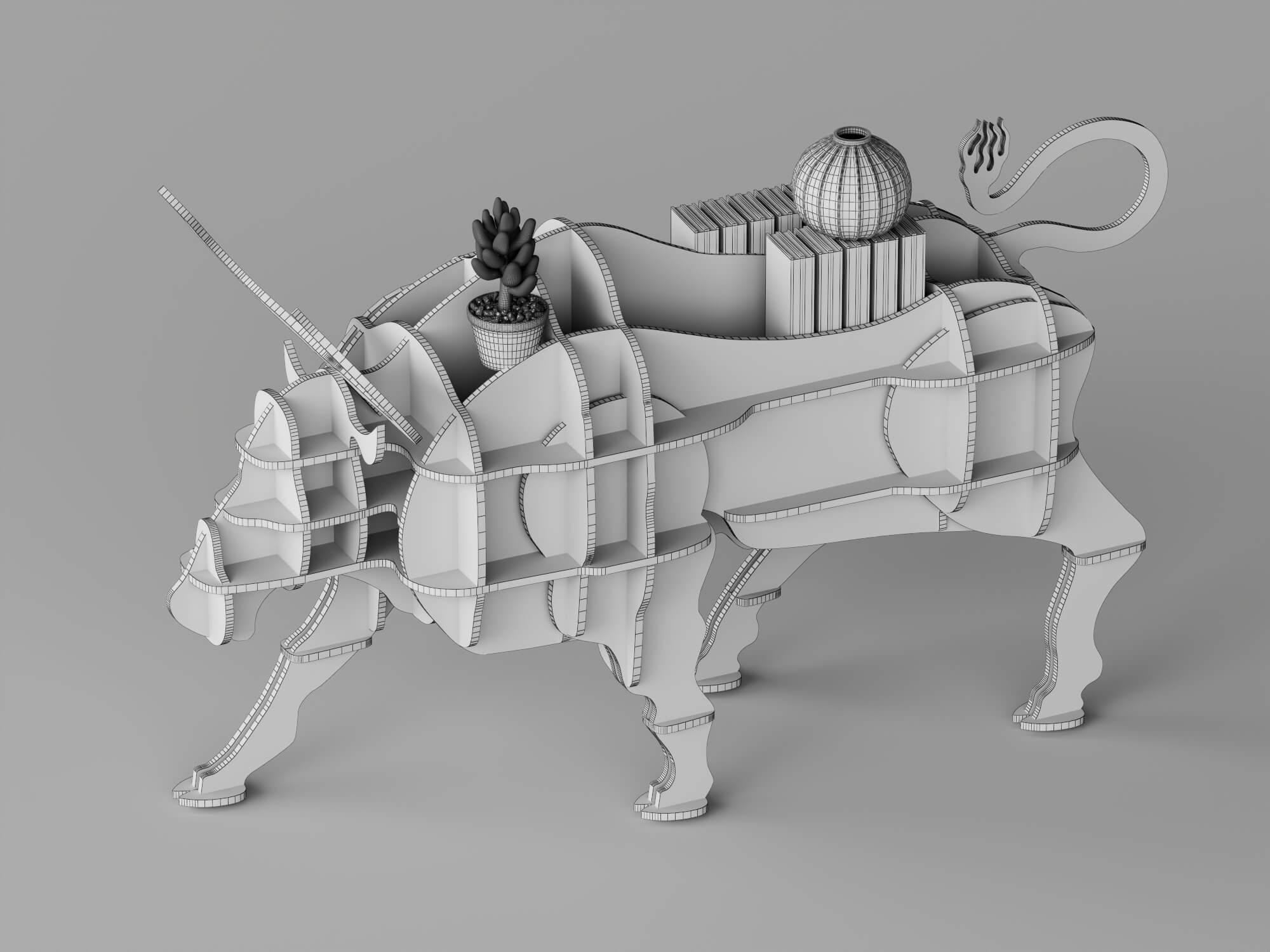 Animal Shaped Wooden Shelves 3D Model 3D Model