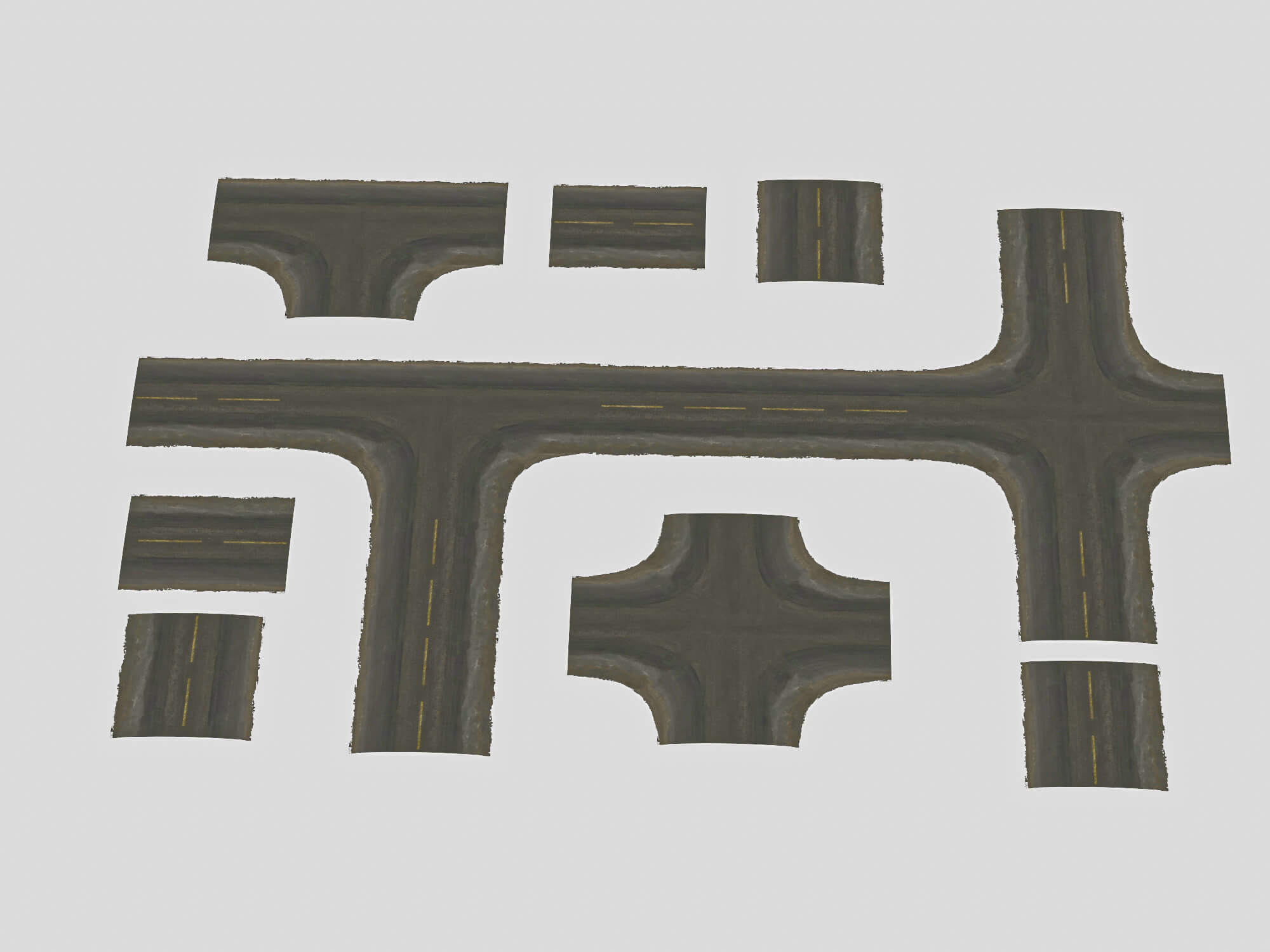 Asphalt Road Segments 3D Model 3D Model