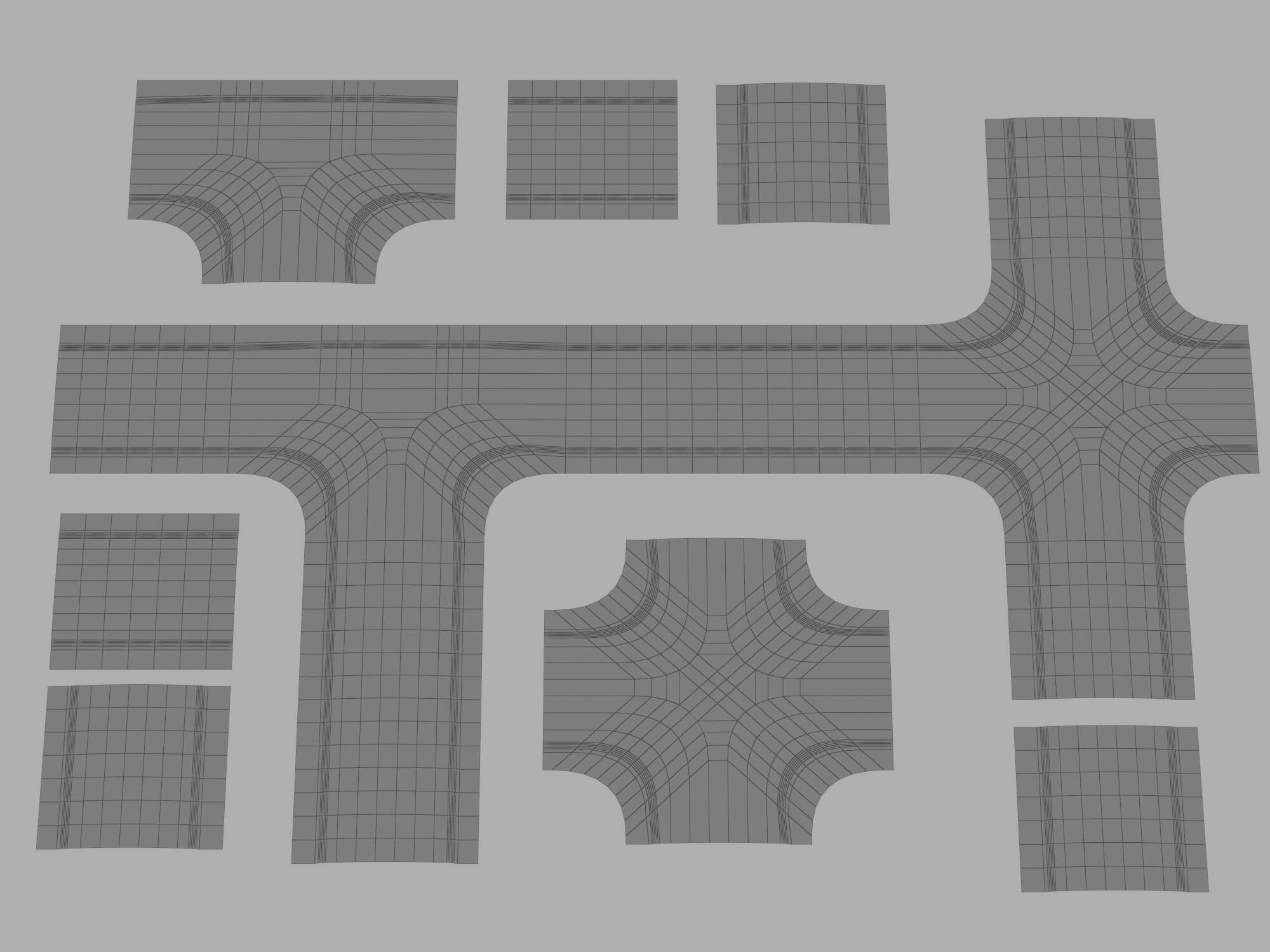 Asphalt Road Segments 3D Model 3D Model