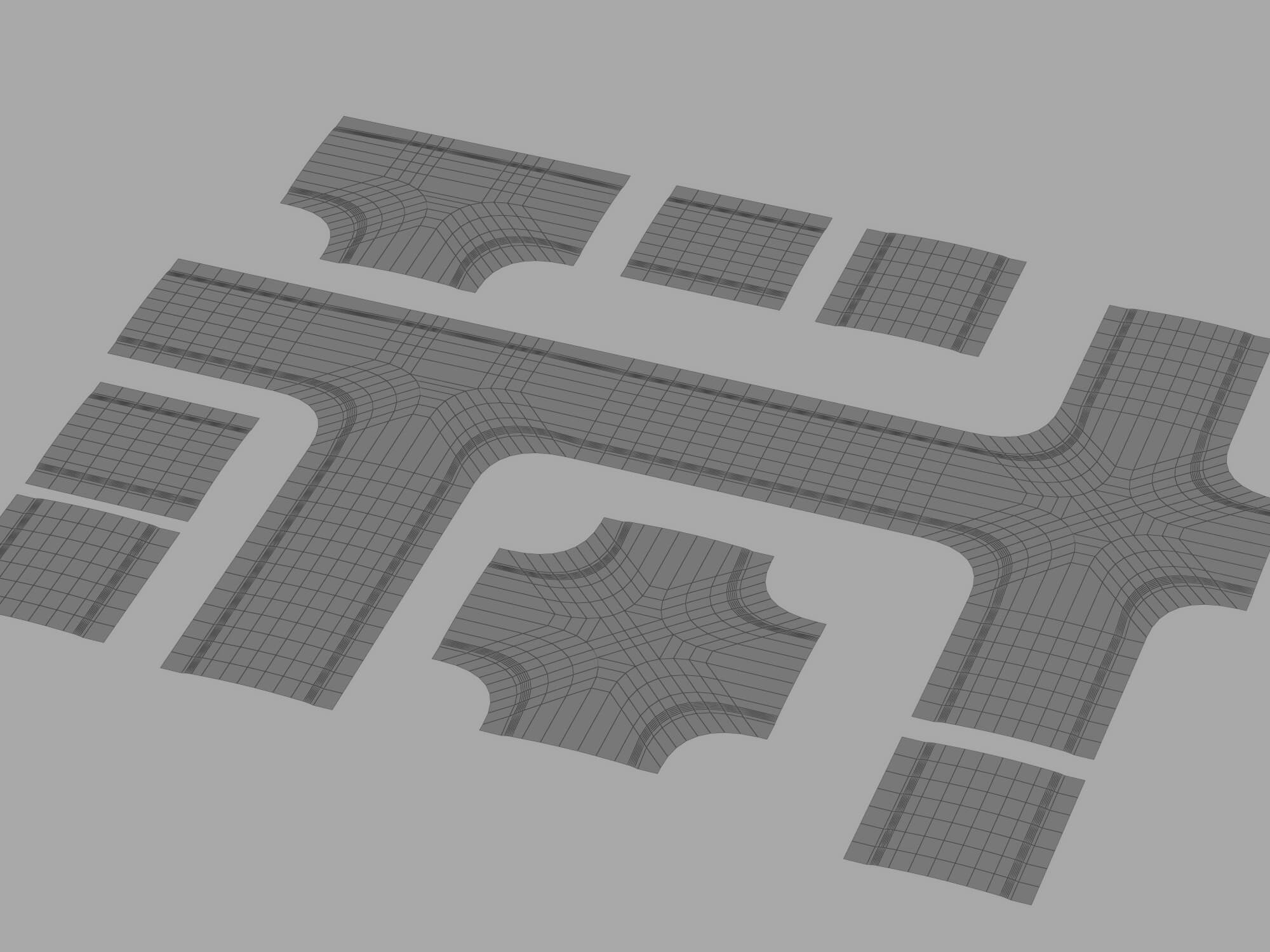 Asphalt Road Segments 3D Model 3D Model