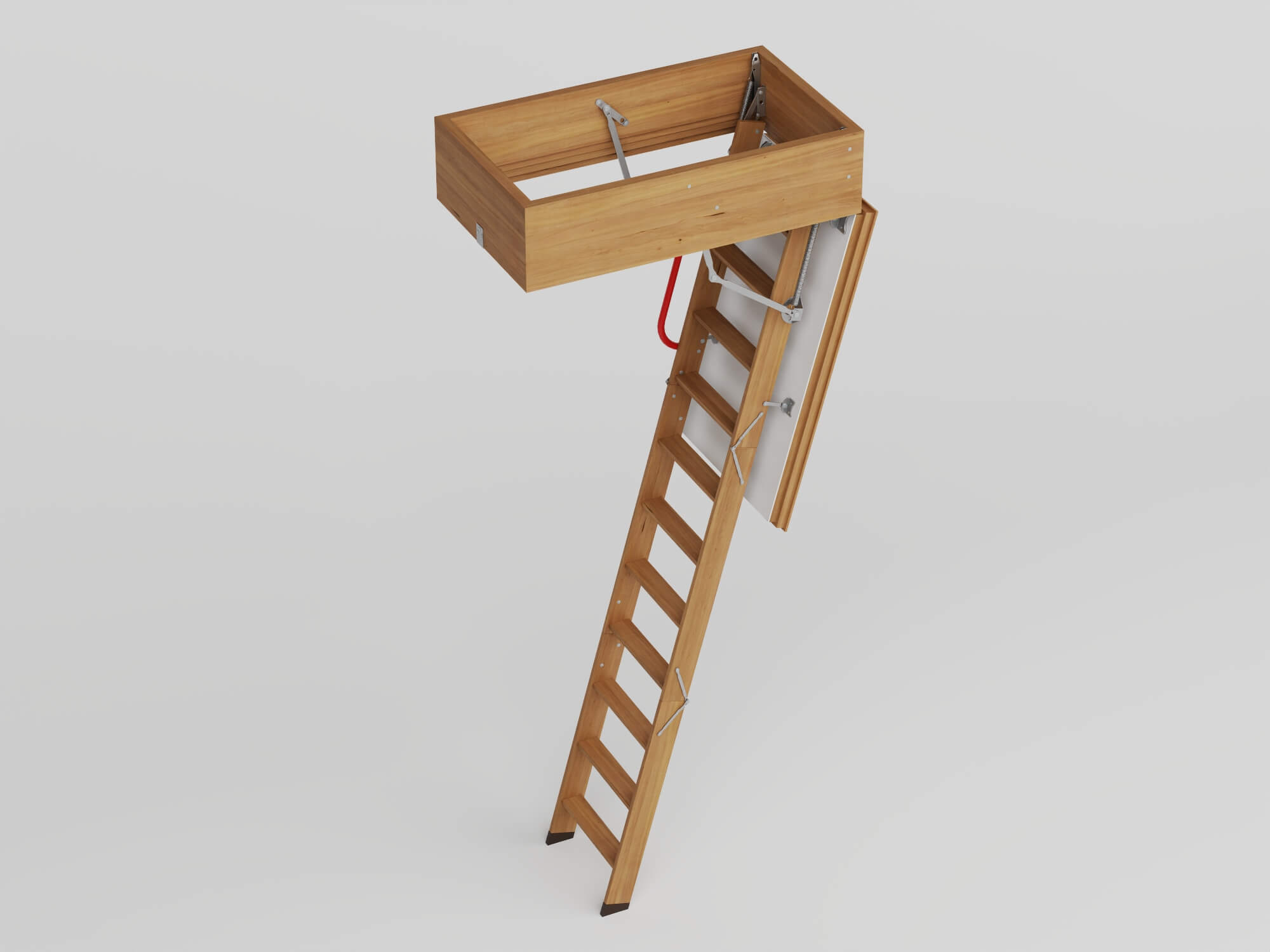 Attic Folding Wooden Staircase 3D Model