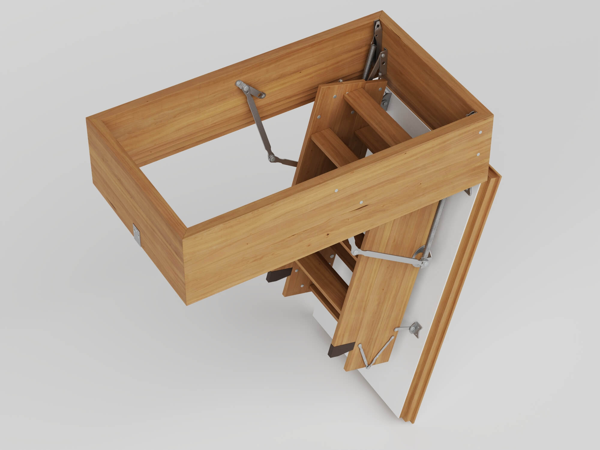 Attic Folding Wooden Staircase 3D Model