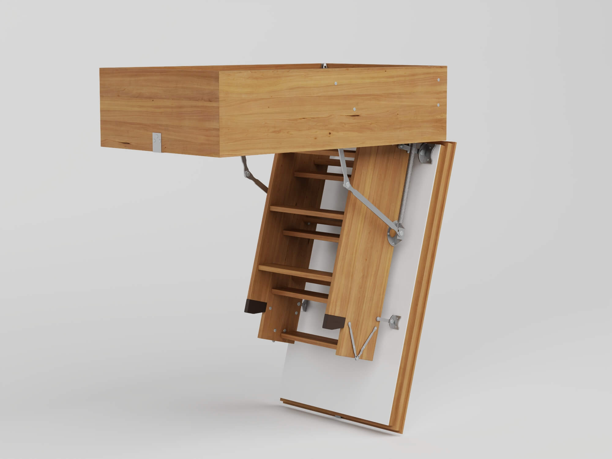 Attic Folding Wooden Staircase 3D Model