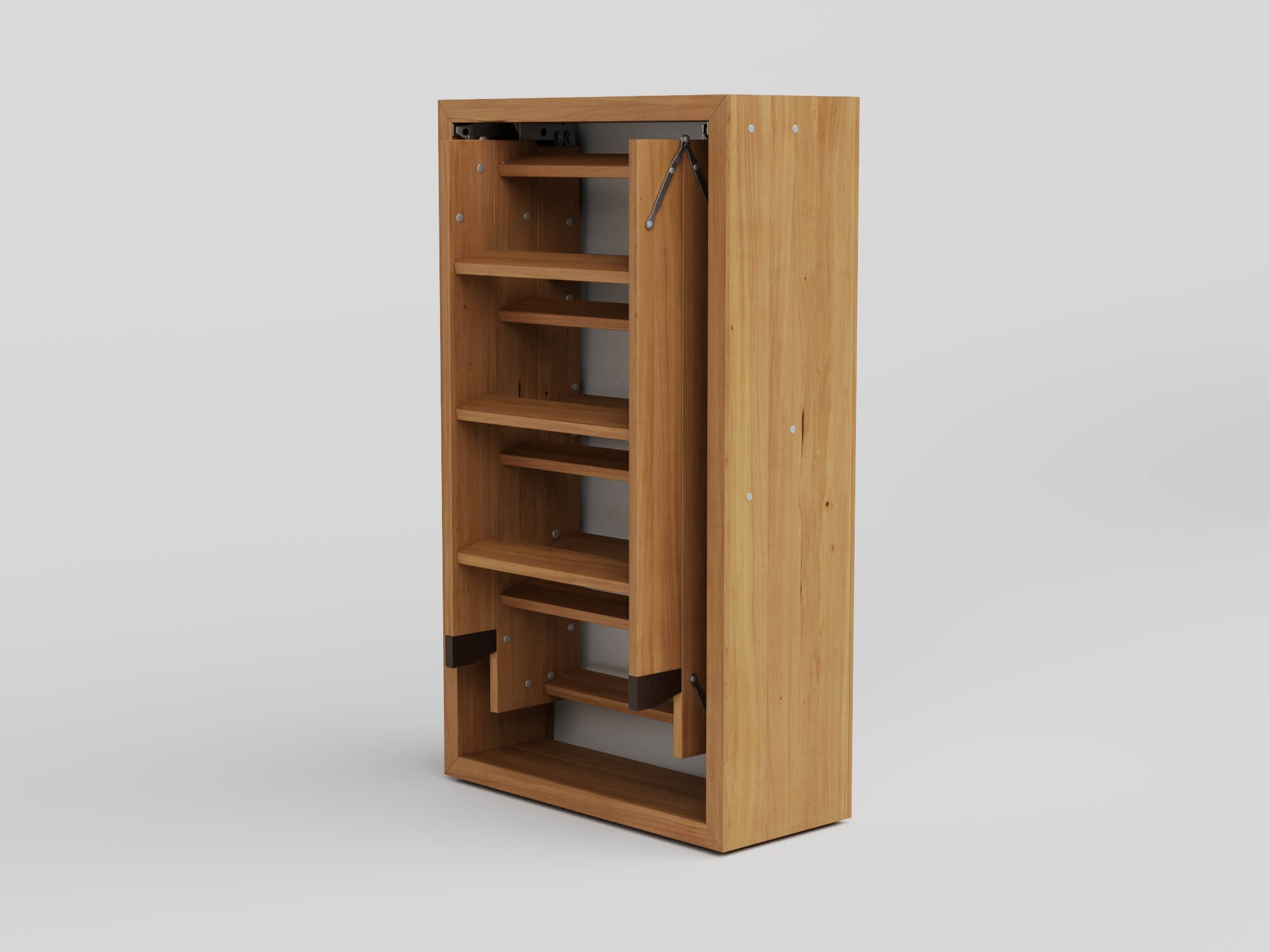 Attic Folding Wooden Staircase 3D Model