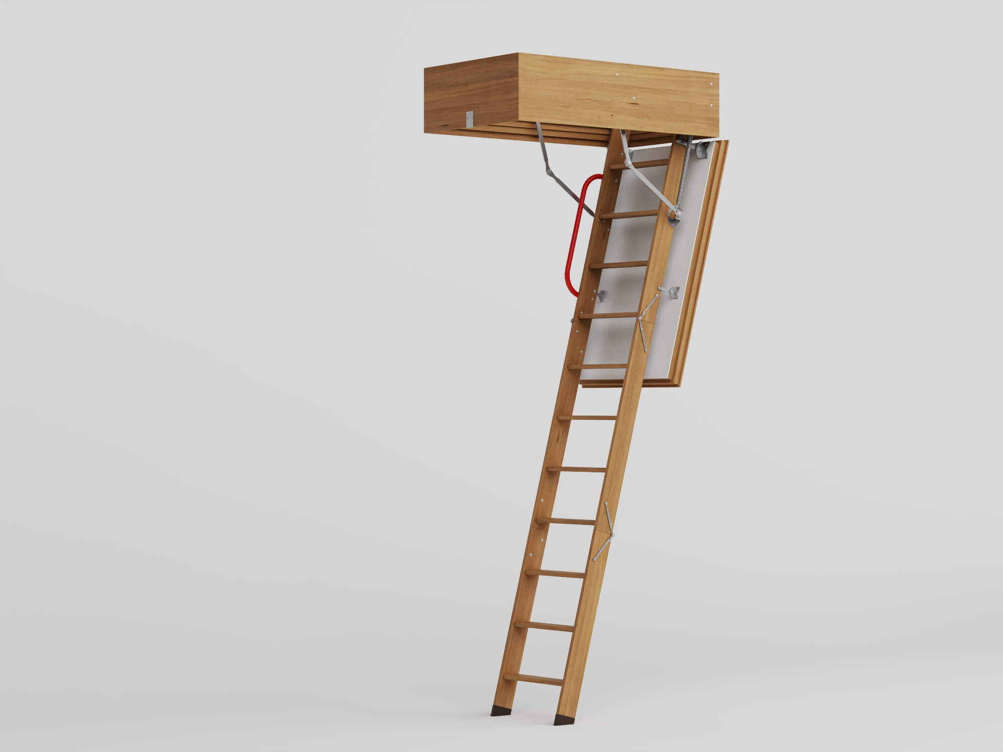 Attic Folding Wooden Staircase 3D Model