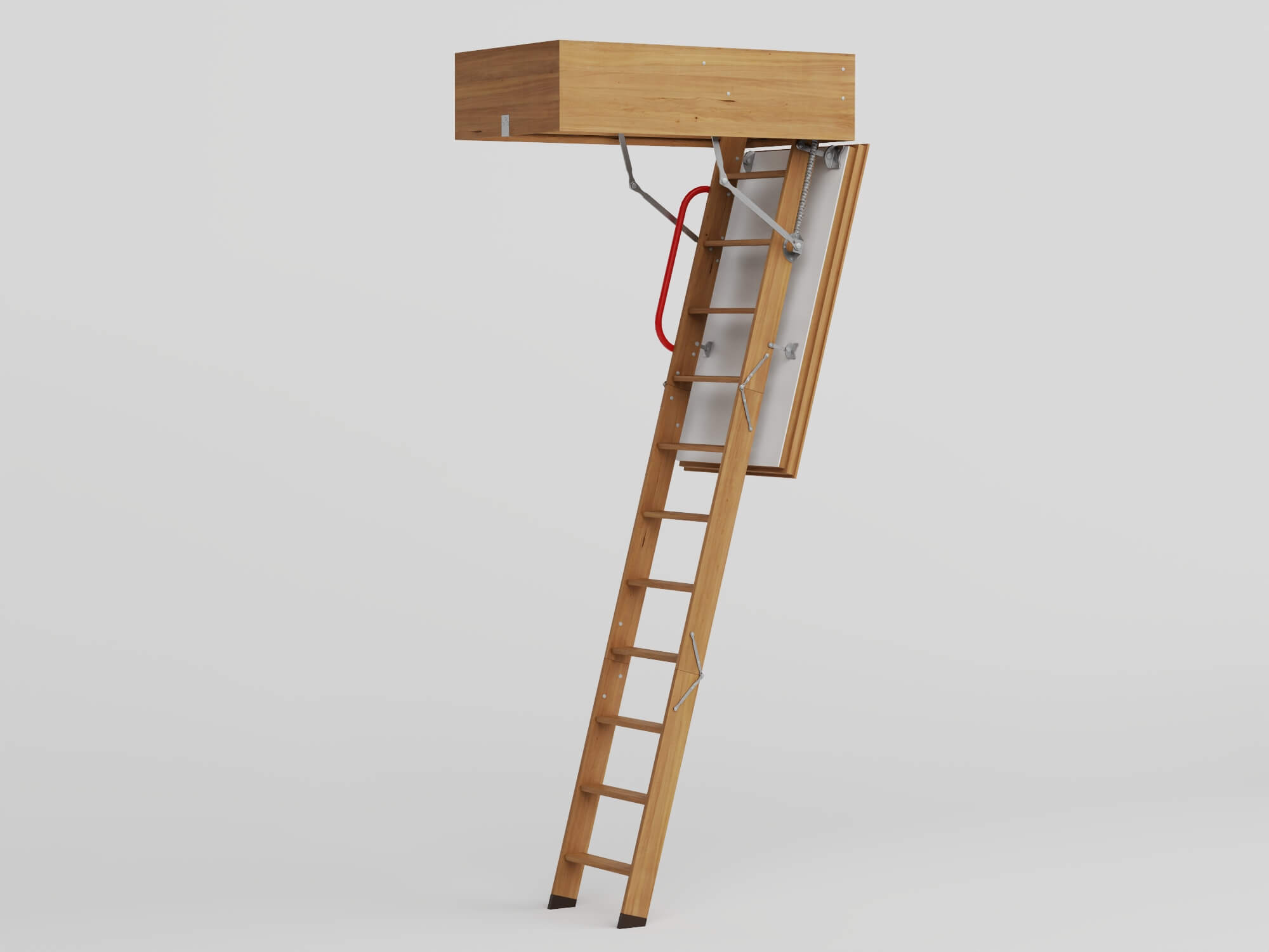 Attic Folding Wooden Staircase 3D Model