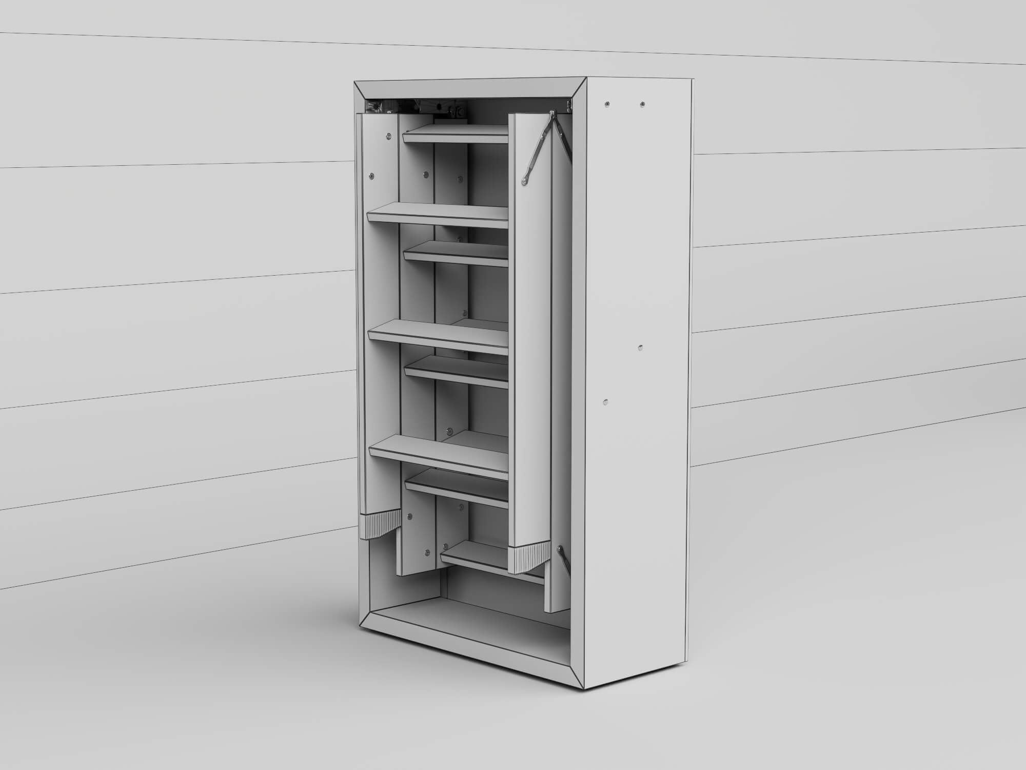 Attic Folding Wooden Staircase 3D Model