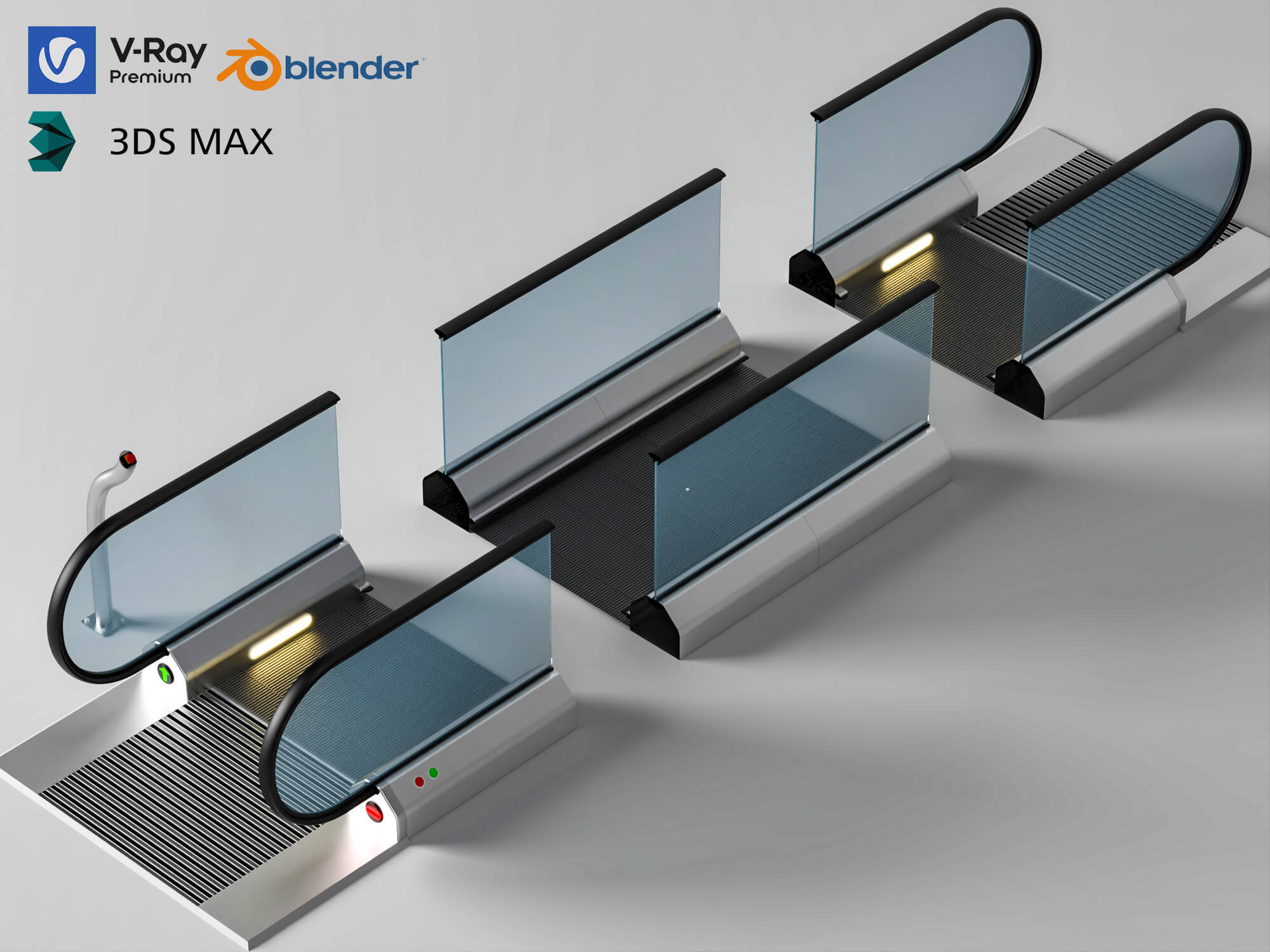Automatic Sliding Speed Gate Turnstile Lowpoly 3D Model 3D Model