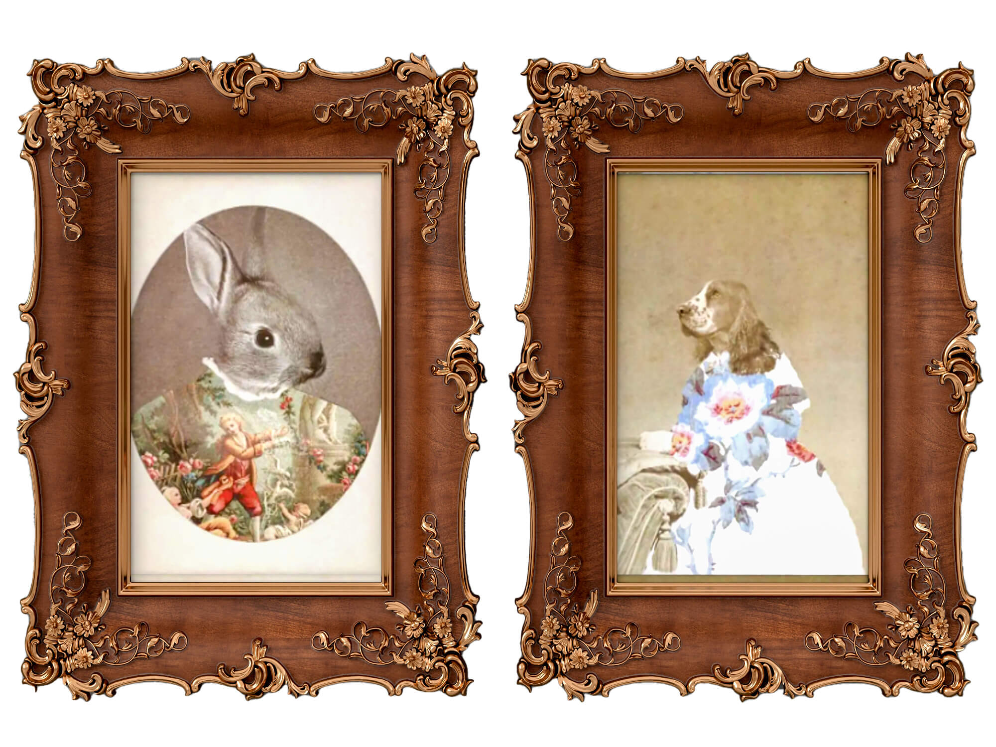 Baroque Carved Wooden Picture Frames Set 3D Model