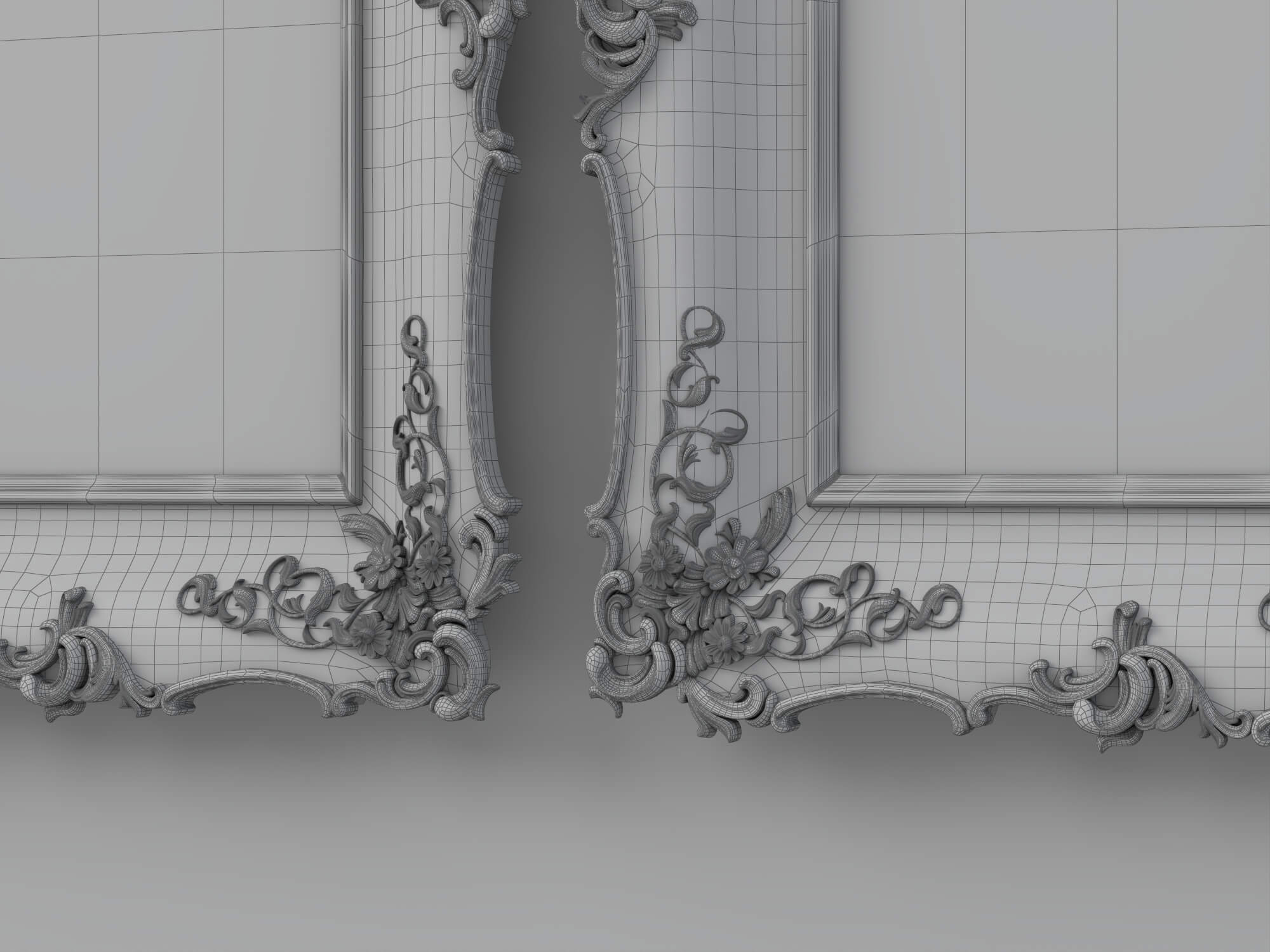 Baroque Carved Wooden Picture Frames Set 3D Model