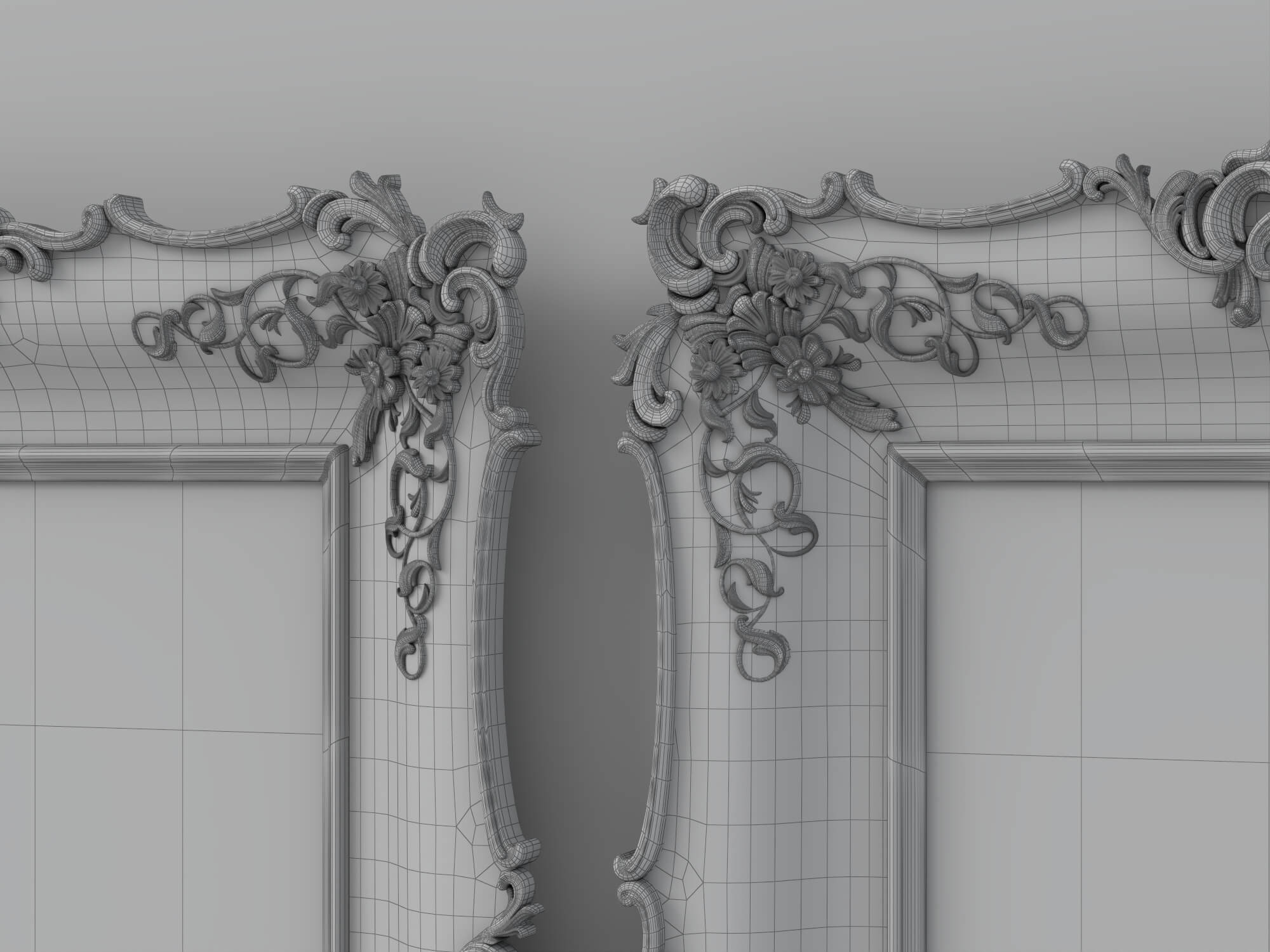 Baroque Carved Wooden Picture Frames Set 3D Model