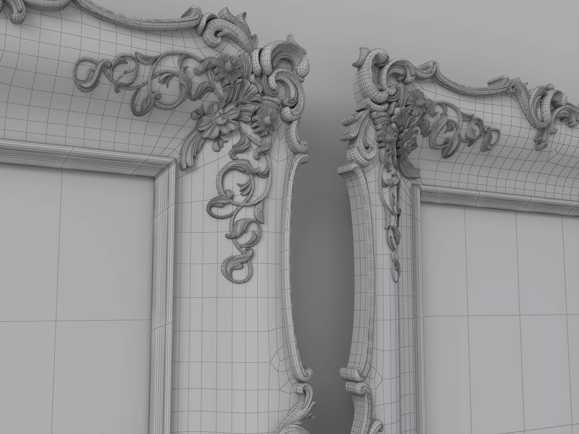 Baroque Carved Wooden Picture Frames Set 3D Model