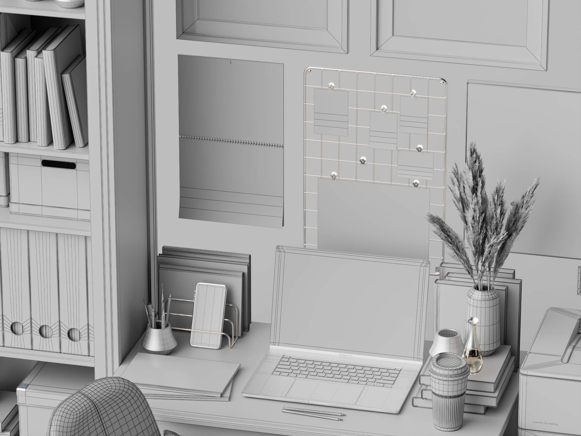 Bright Blue Home Office Furniture Set 3D Model