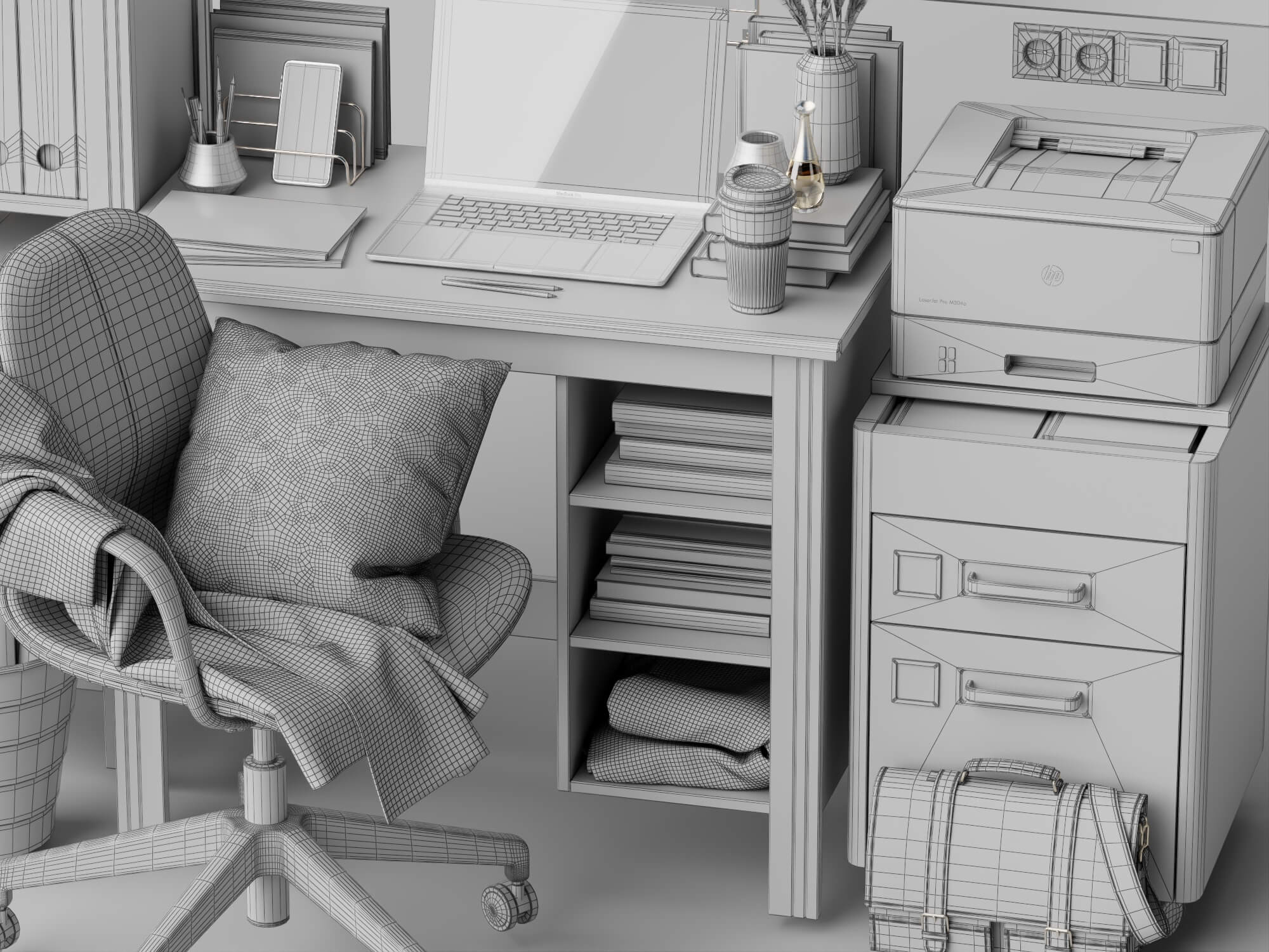 Bright Blue Home Office Furniture Set 3D Model