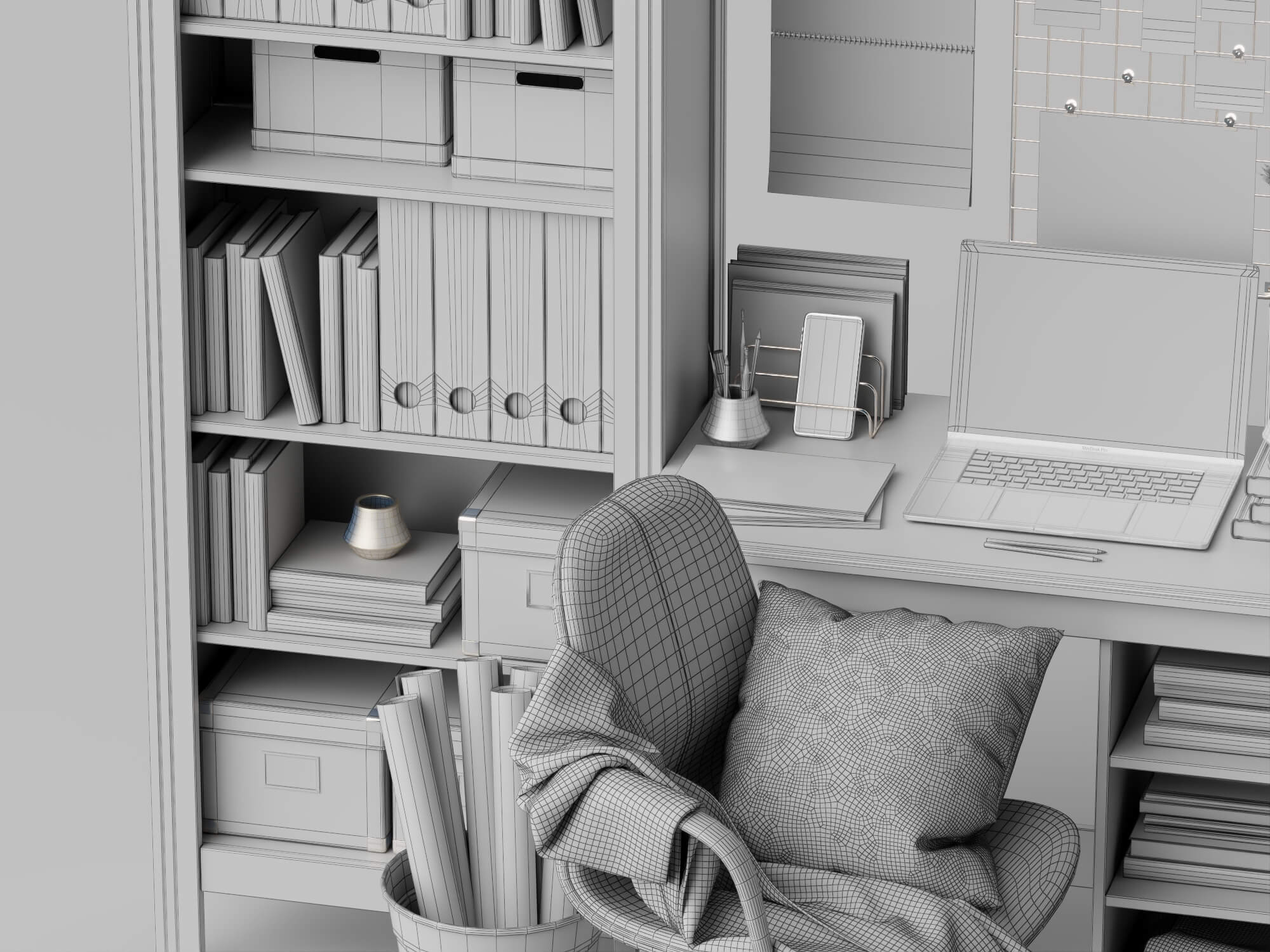 Bright Blue Home Office Furniture Set 3D Model