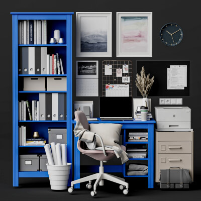 Bright Blue Home Office Furniture Set