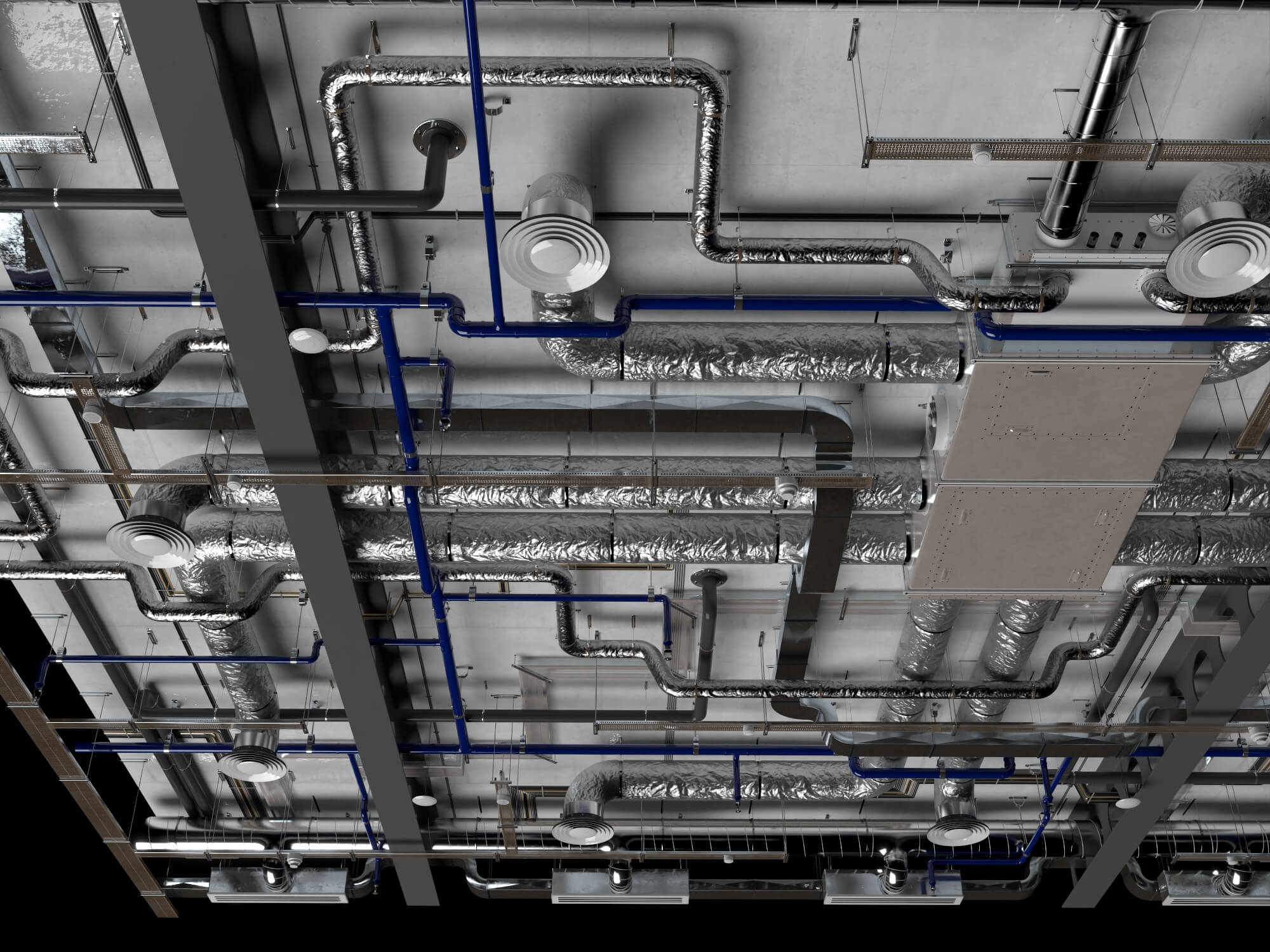 Building MEP Plumbing HVAC System Lowpoly 3D Scene 3D Model
