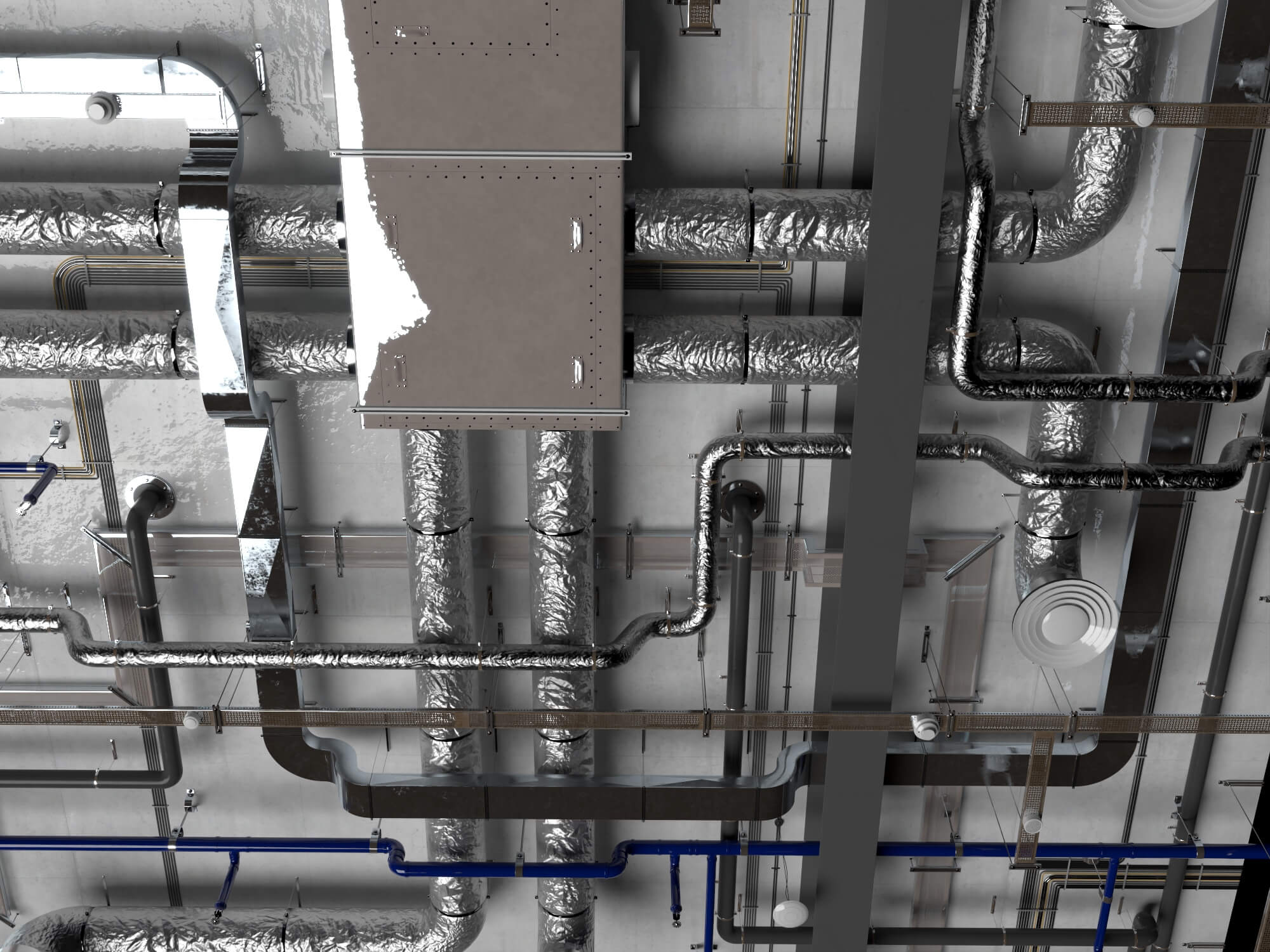 Building MEP Plumbing HVAC System Lowpoly 3D Scene 3D Model