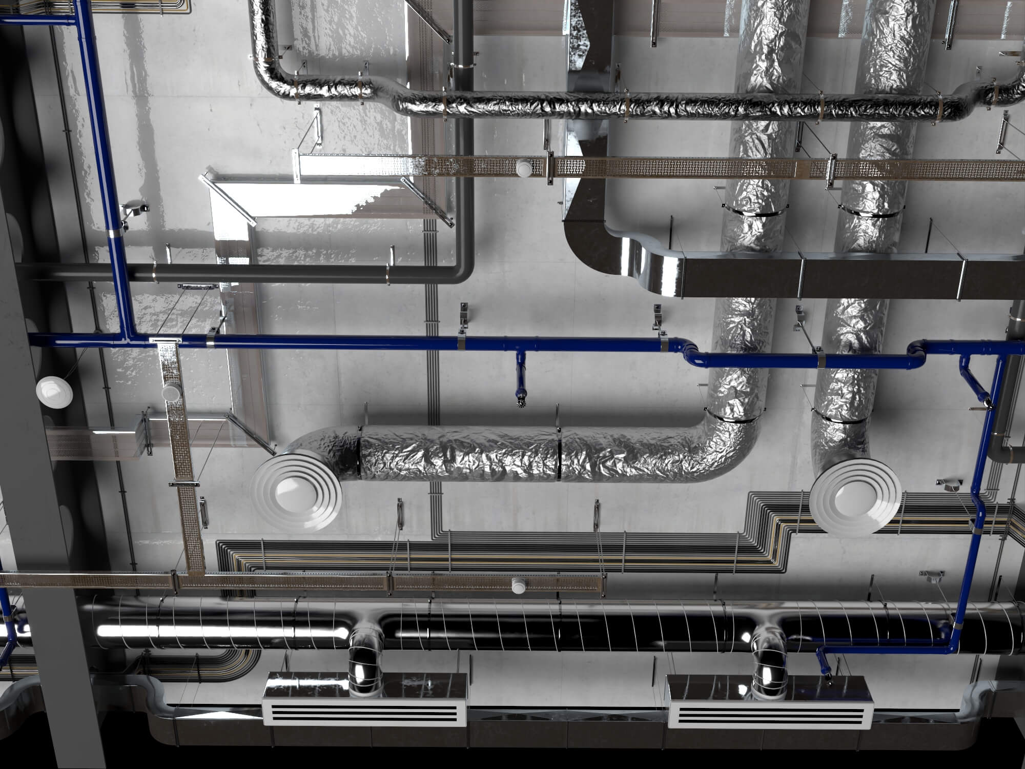 Building MEP Plumbing HVAC System Lowpoly 3D Scene 3D Model