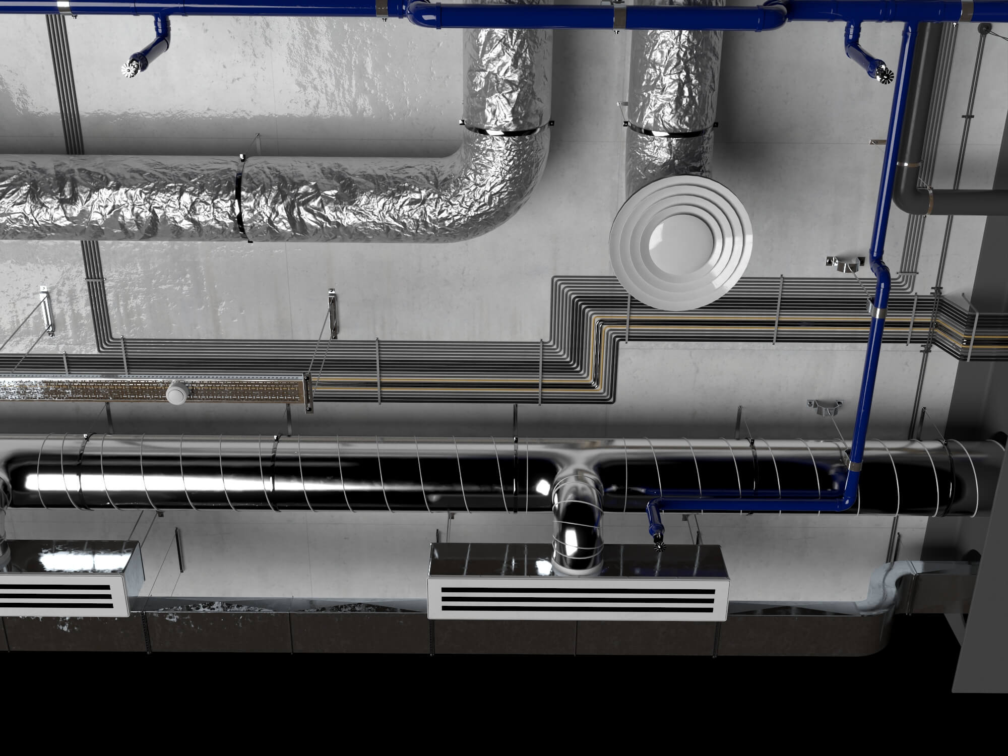 Building MEP Plumbing HVAC System Lowpoly 3D Scene 3D Model