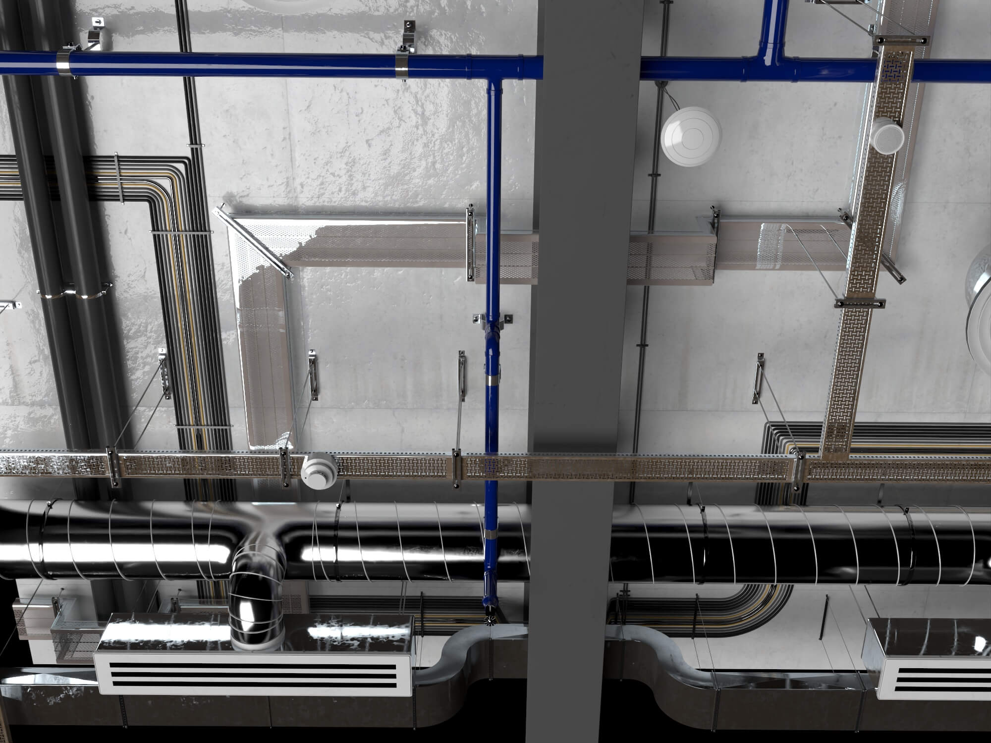 Building MEP Plumbing HVAC System Lowpoly 3D Scene 3D Model