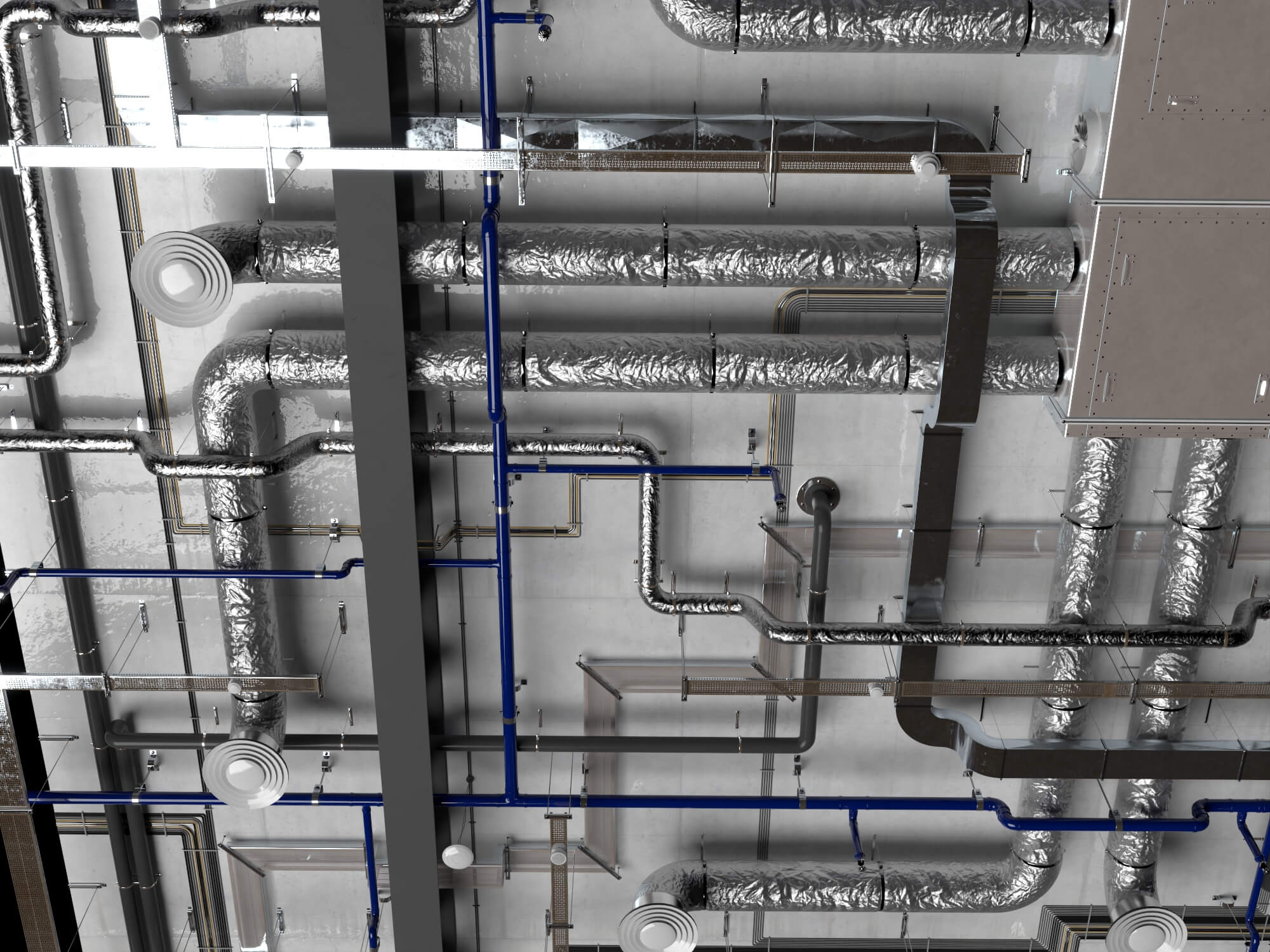 Building MEP Plumbing HVAC System Lowpoly 3D Scene 3D Model