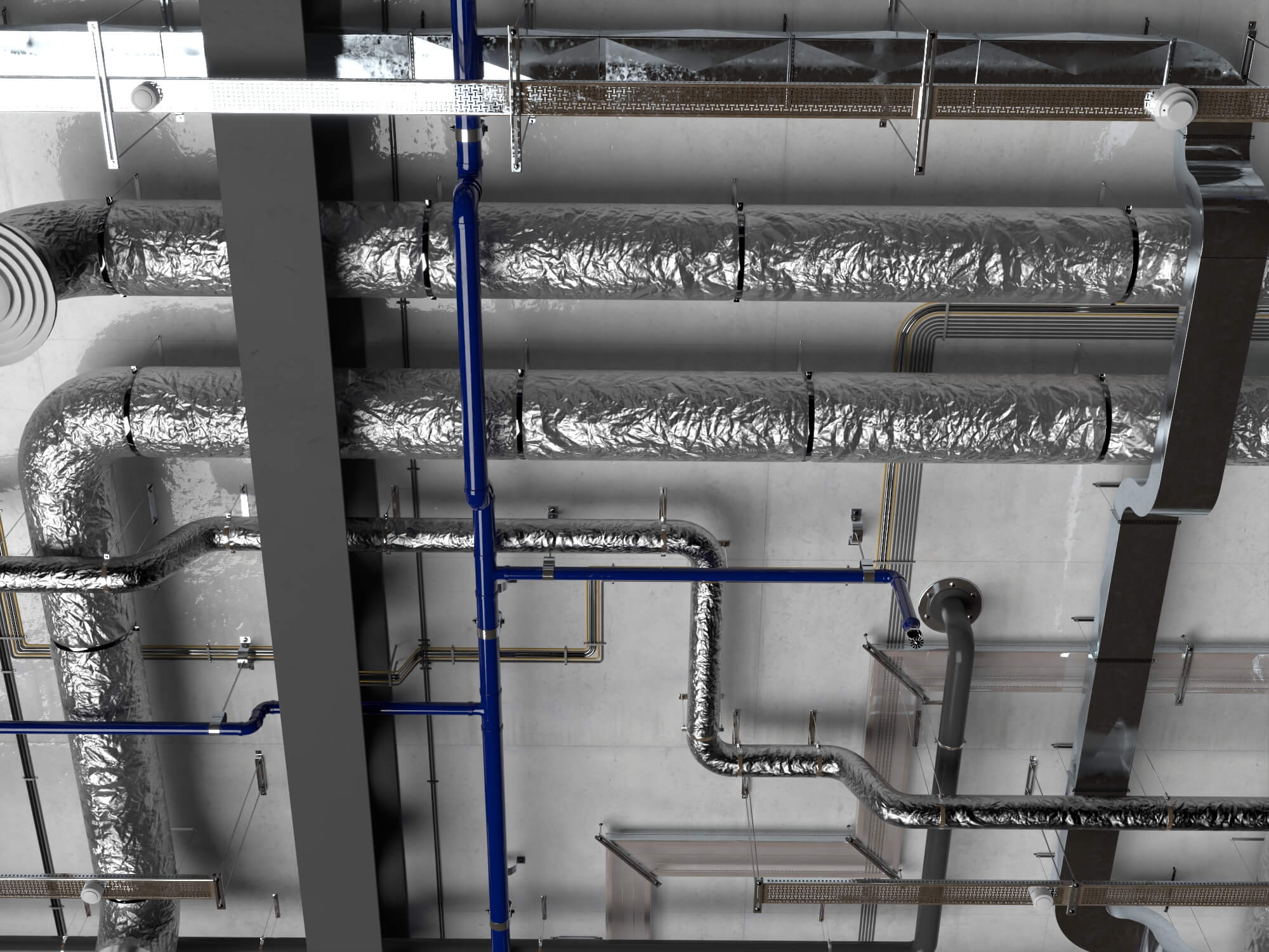 Building MEP Plumbing HVAC System Lowpoly 3D Scene 3D Model