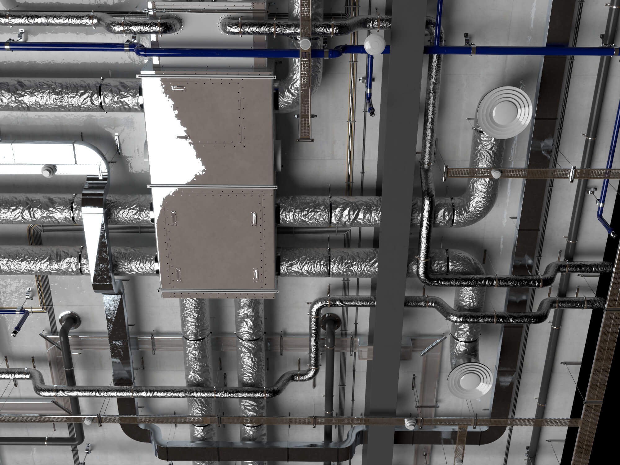 Building MEP Plumbing HVAC System Lowpoly 3D Scene 3D Model