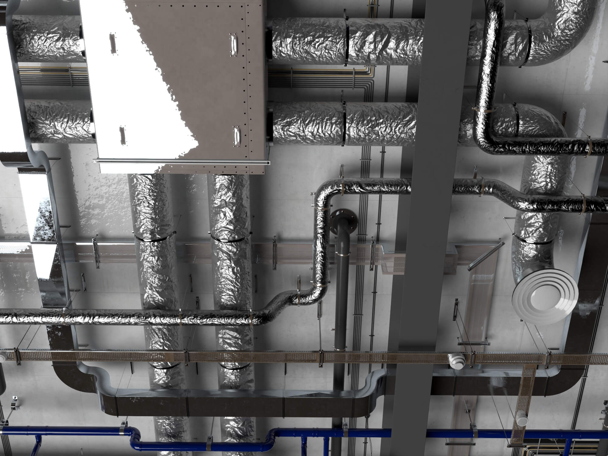 Building MEP Plumbing HVAC System Lowpoly 3D Scene 3D Model