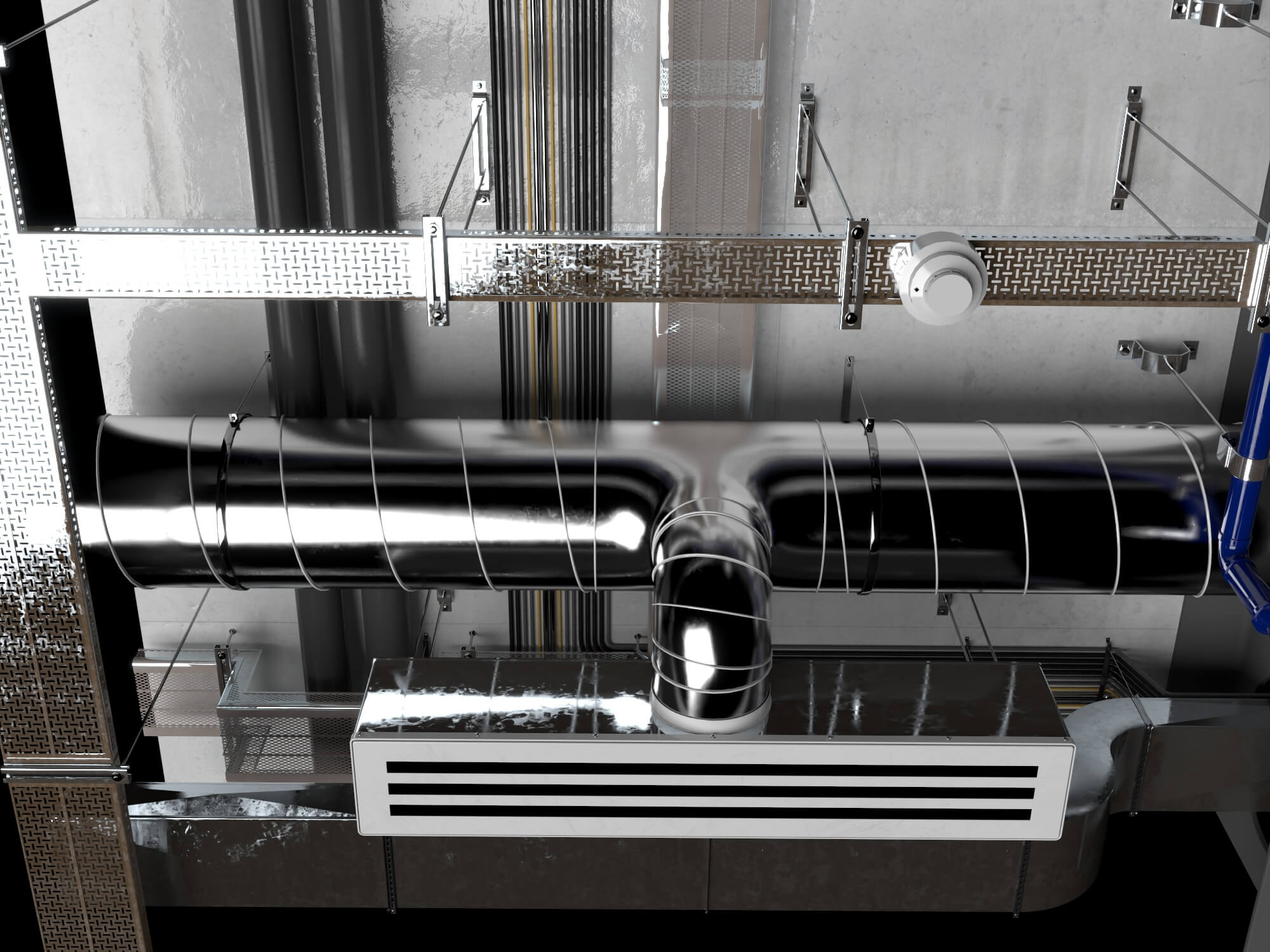 Building MEP Plumbing HVAC System Lowpoly 3D Scene 3D Model