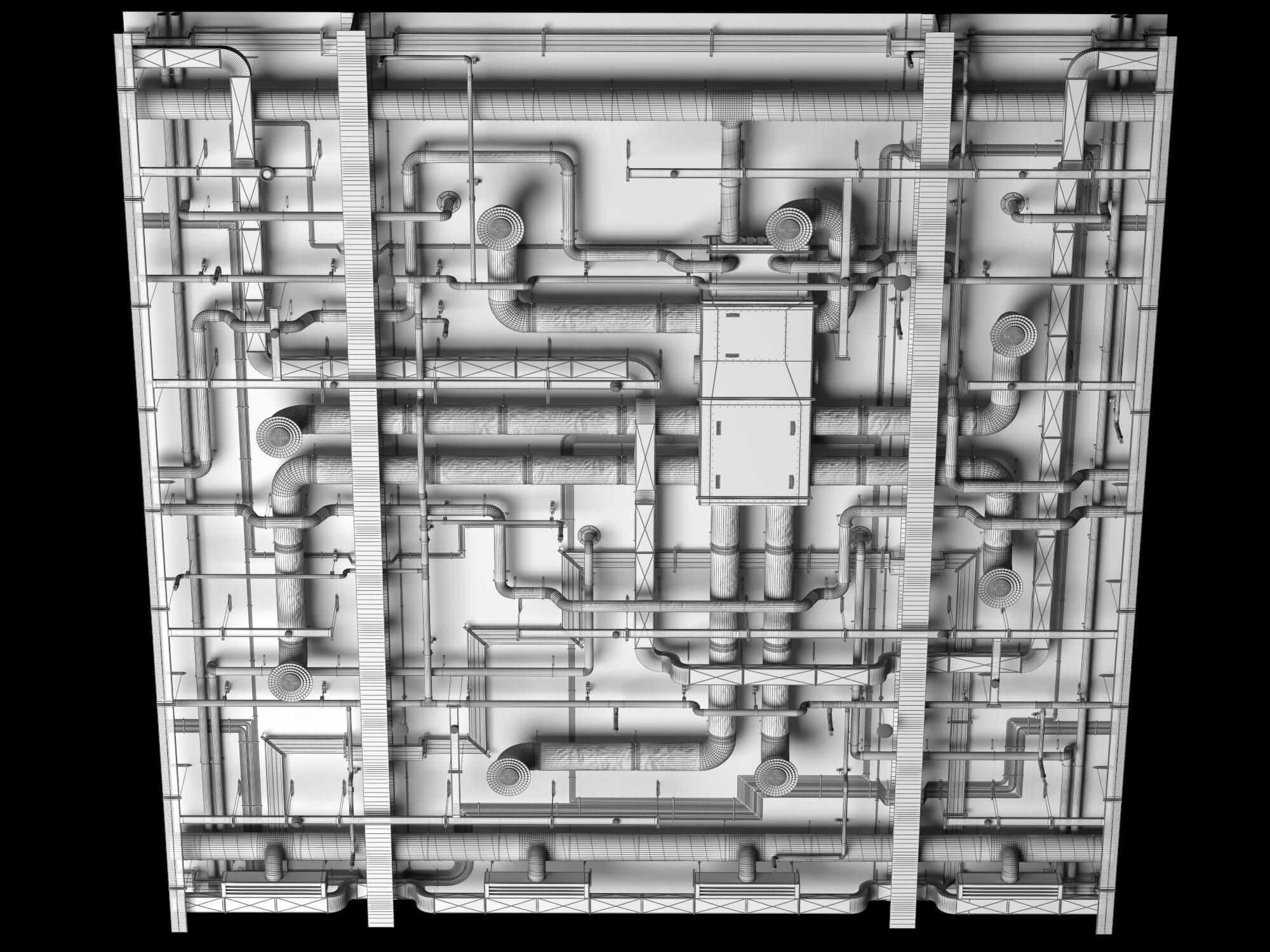 Building MEP Plumbing HVAC System Lowpoly 3D Scene 3D Model