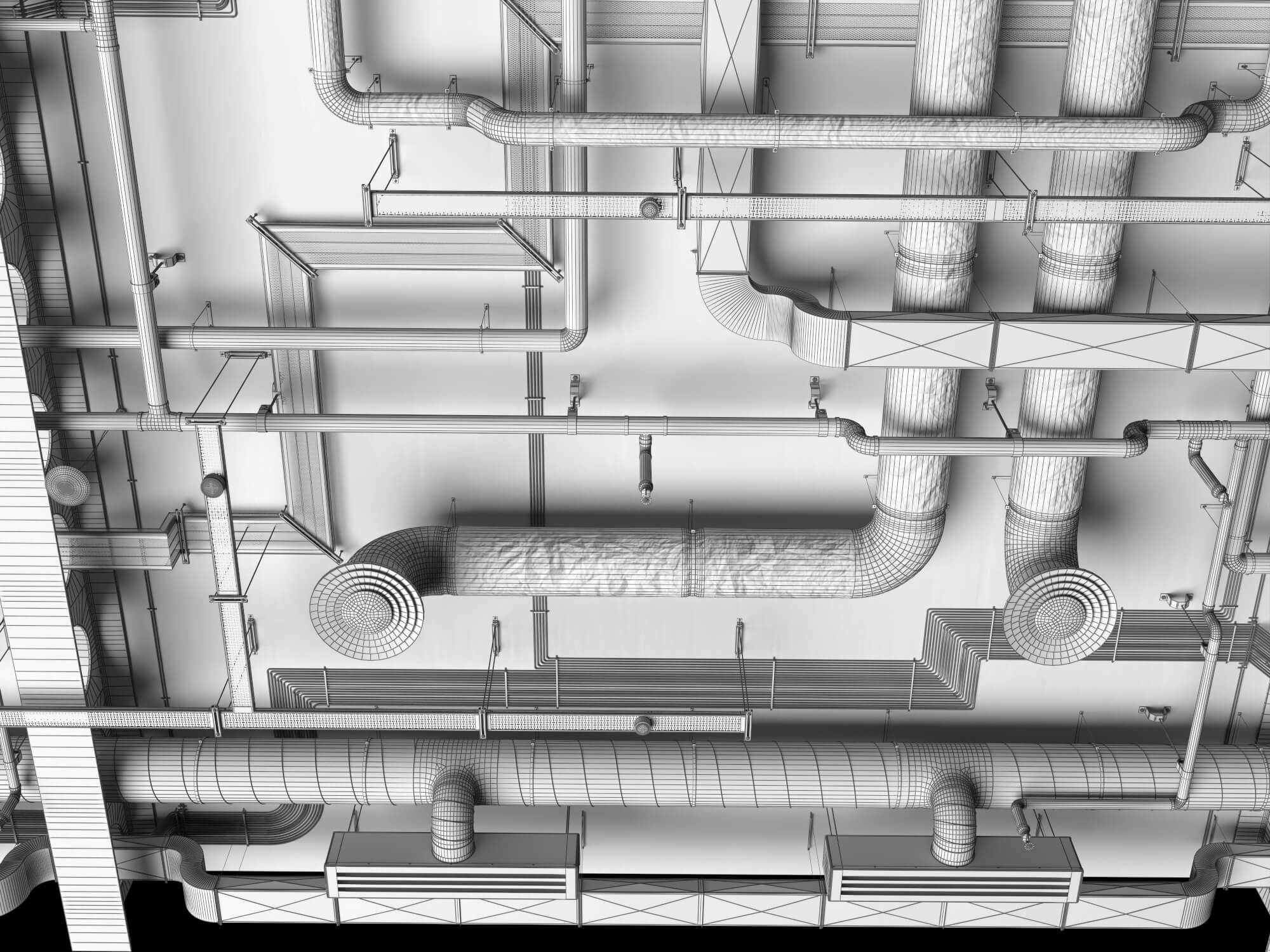 Building MEP Plumbing HVAC System Lowpoly 3D Scene 3D Model