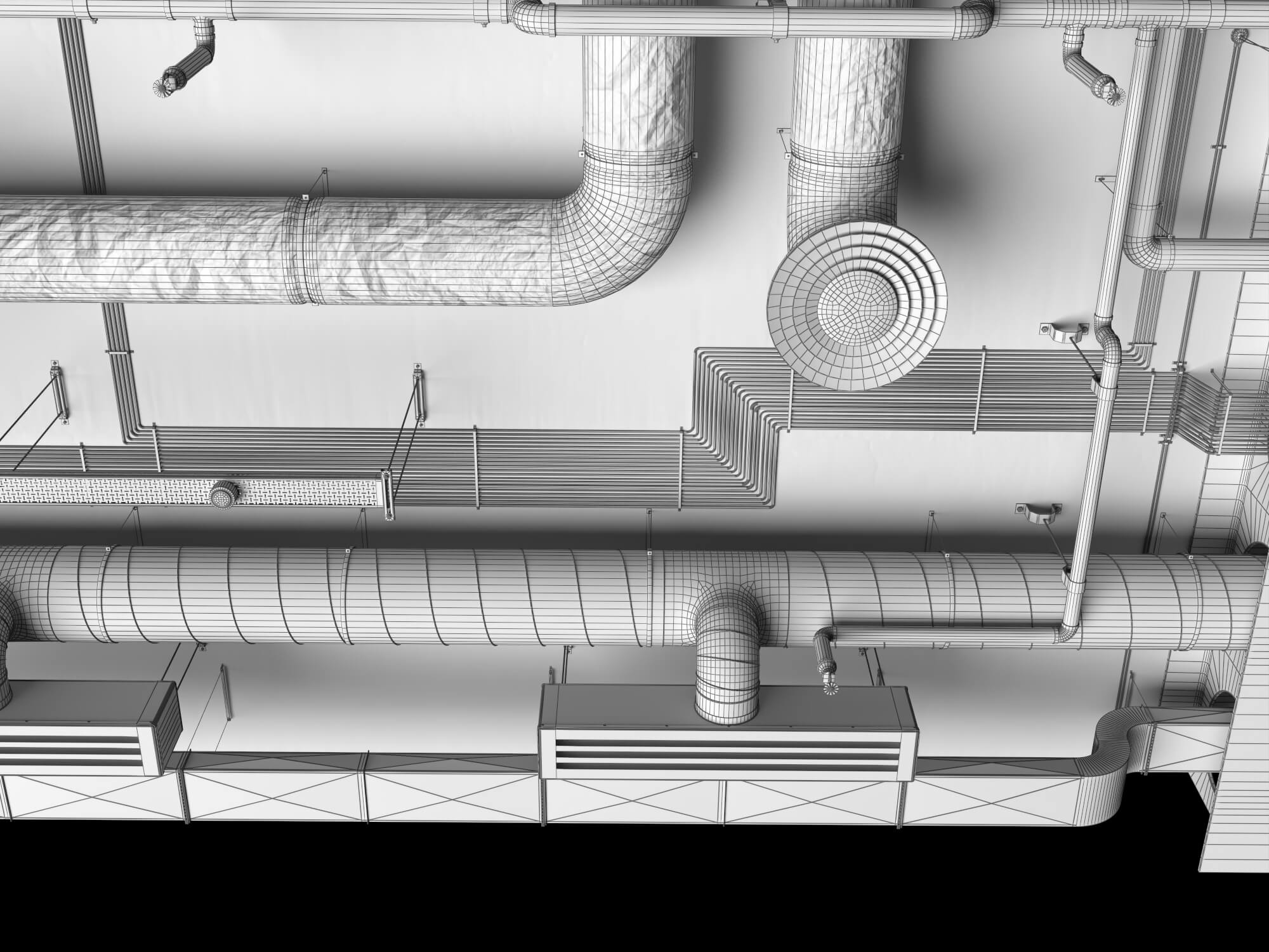 Building MEP Plumbing HVAC System Lowpoly 3D Scene 3D Model