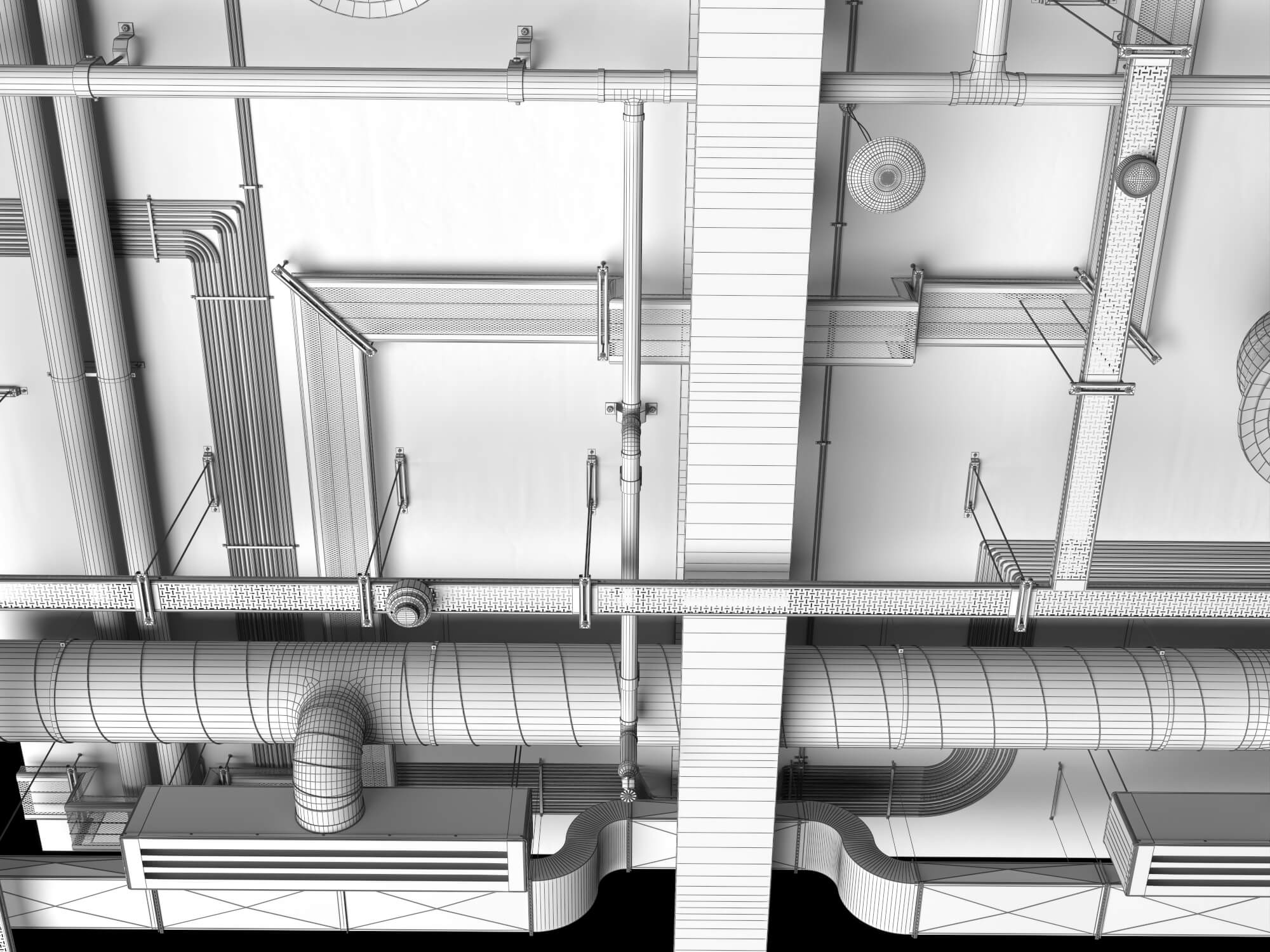 Building MEP Plumbing HVAC System Lowpoly 3D Scene 3D Model