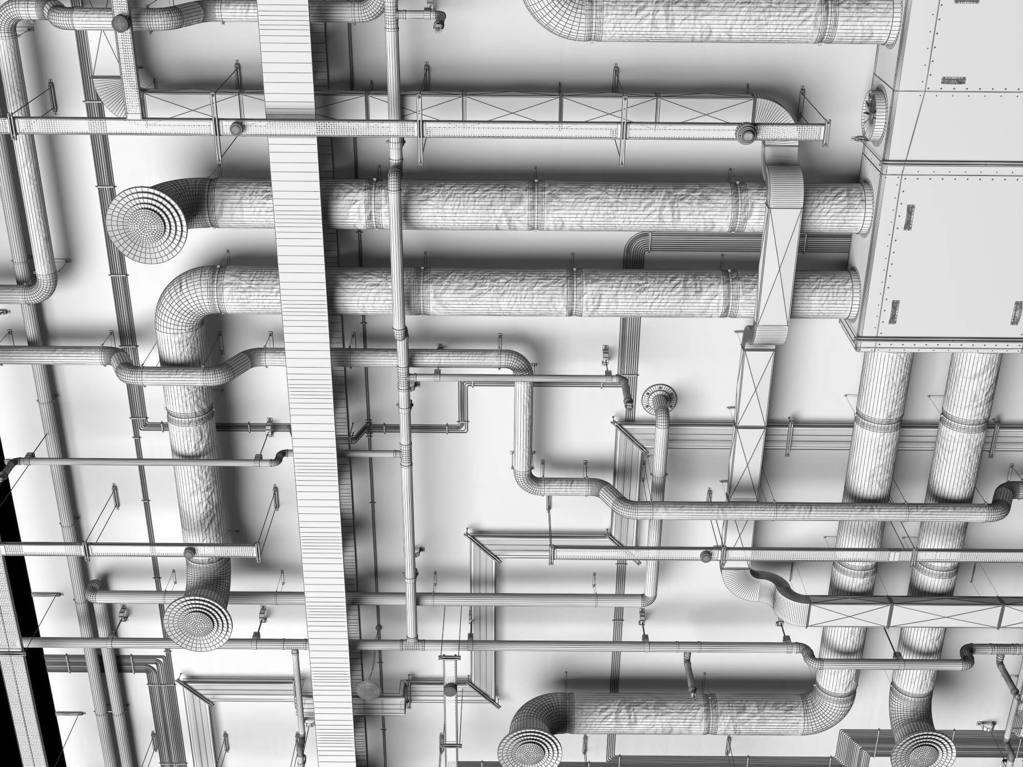 Building MEP Plumbing HVAC System Lowpoly 3D Scene 3D Model