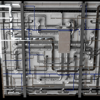Building MEP Plumbing HVAC System Lowpoly 3D Scene