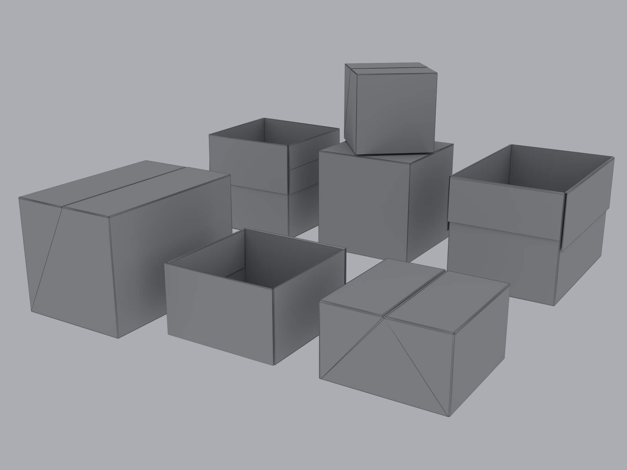 Cardboard Shipping Boxes Collection 3D Model