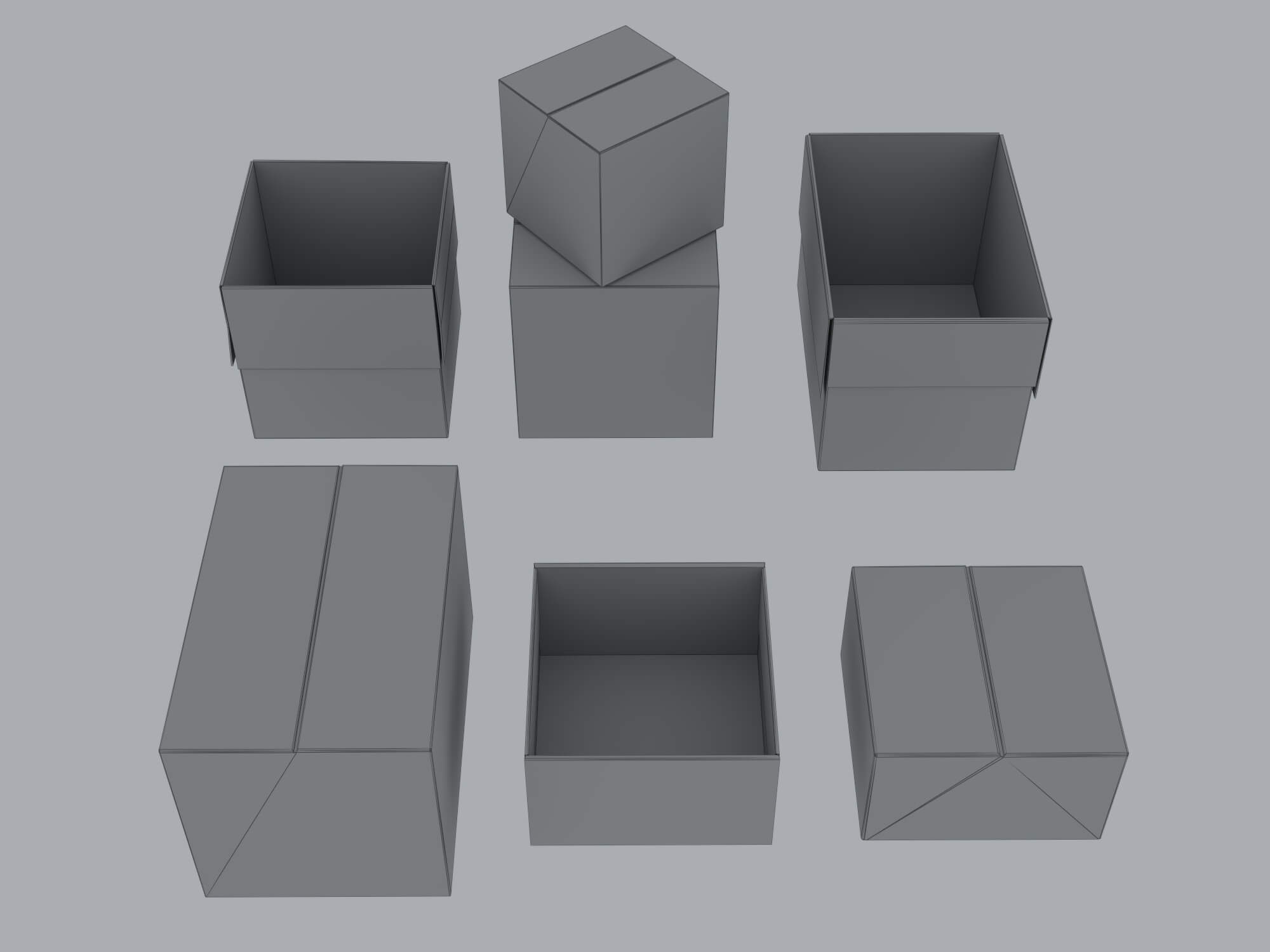 Cardboard Shipping Boxes Collection 3D Model